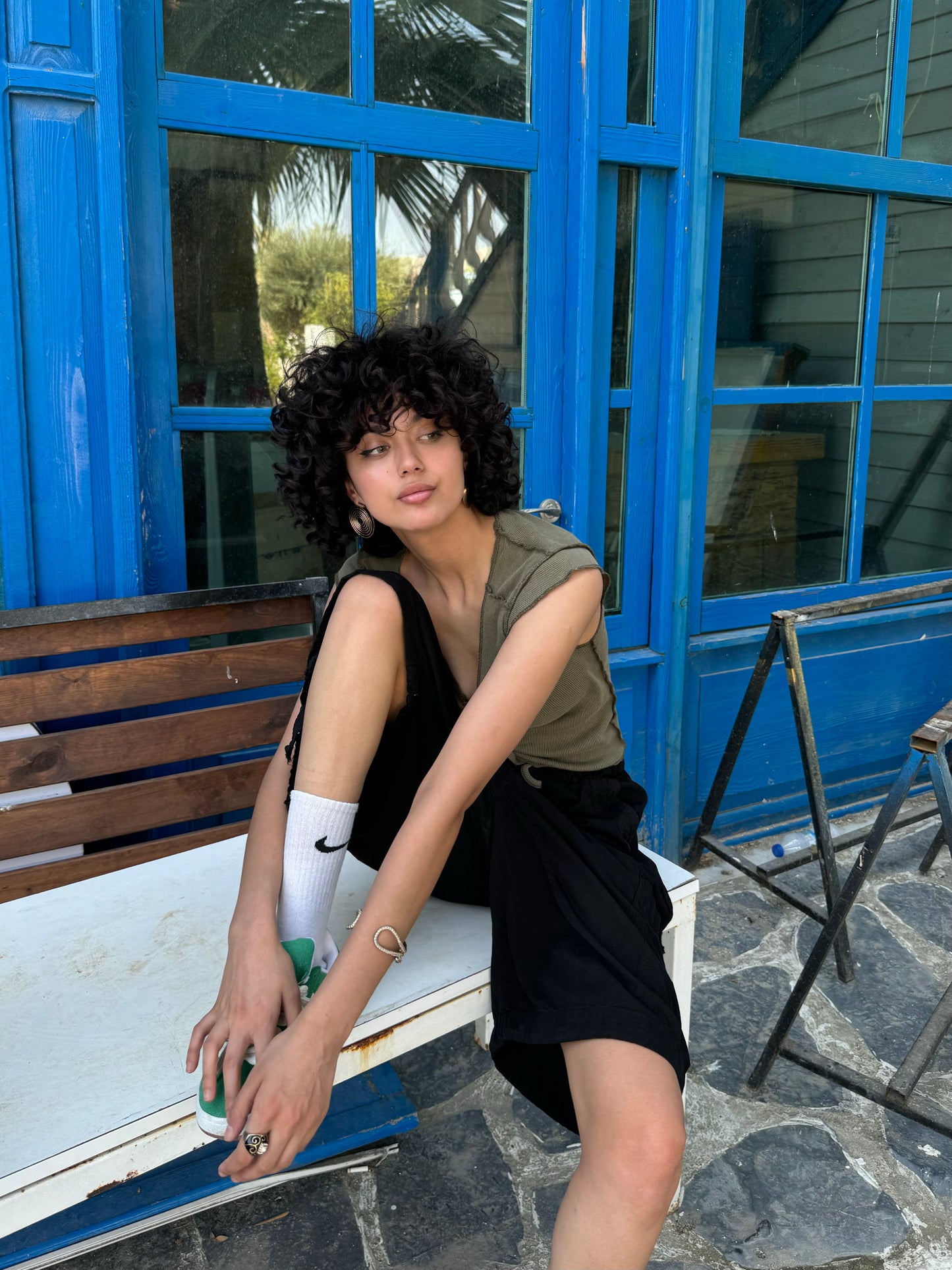 Siyah Kargo Cep Detay Unisex Baggy Şort