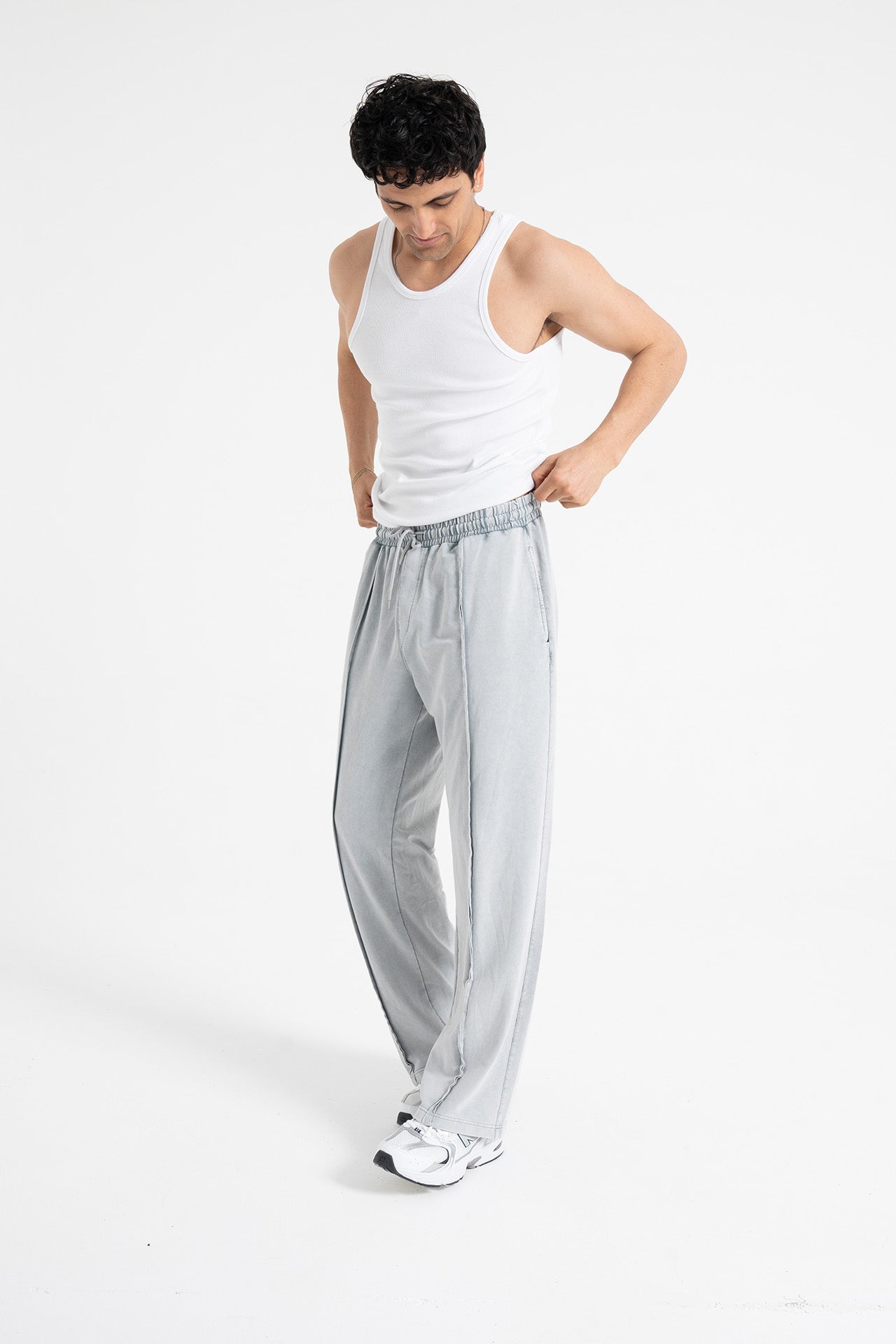 Yıkamalı Ön Dikiş Detay Premium Baggy Eşofman