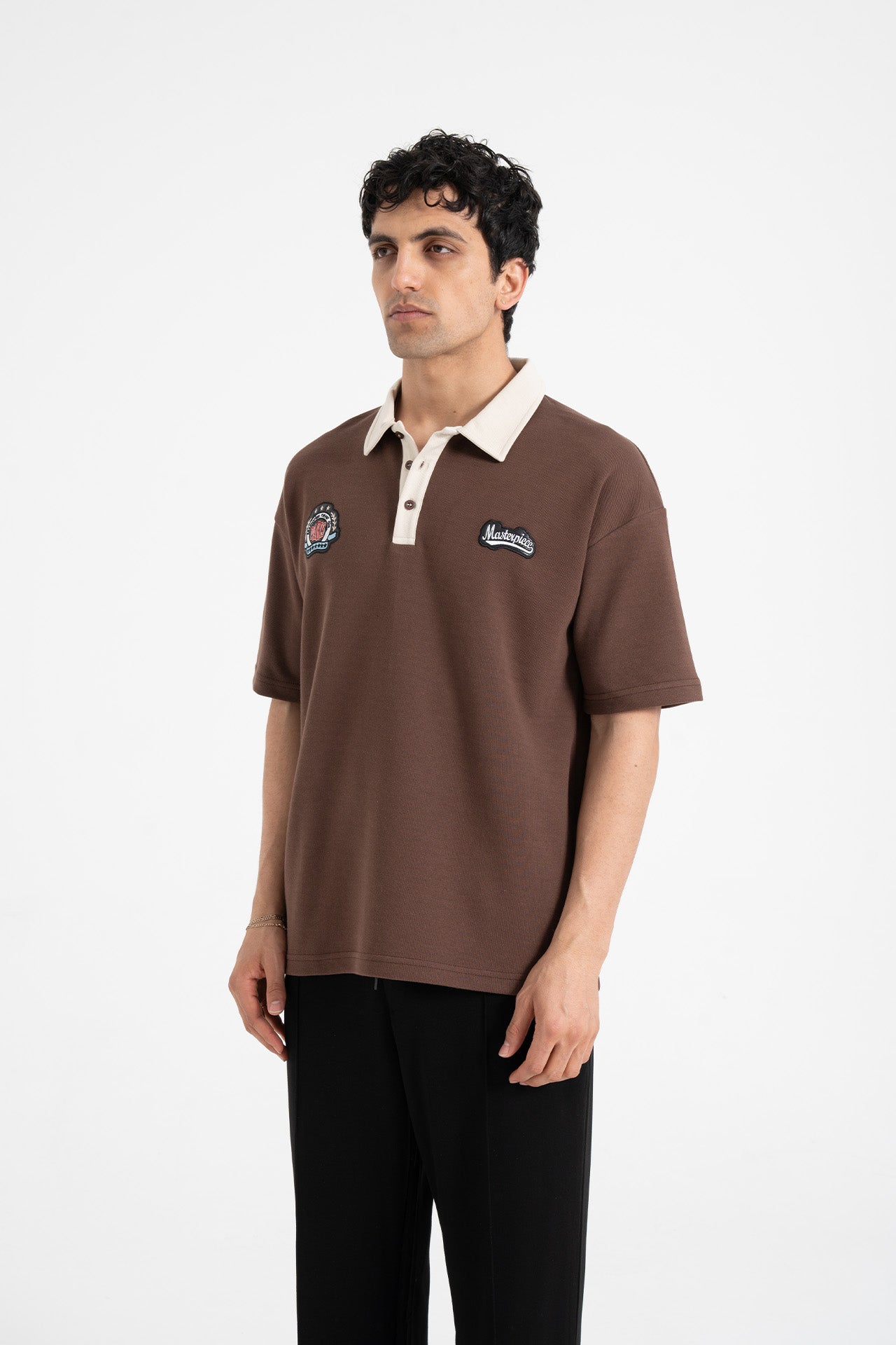 Masterpiece Nakışlı Oversize Polo Yaka Tişört