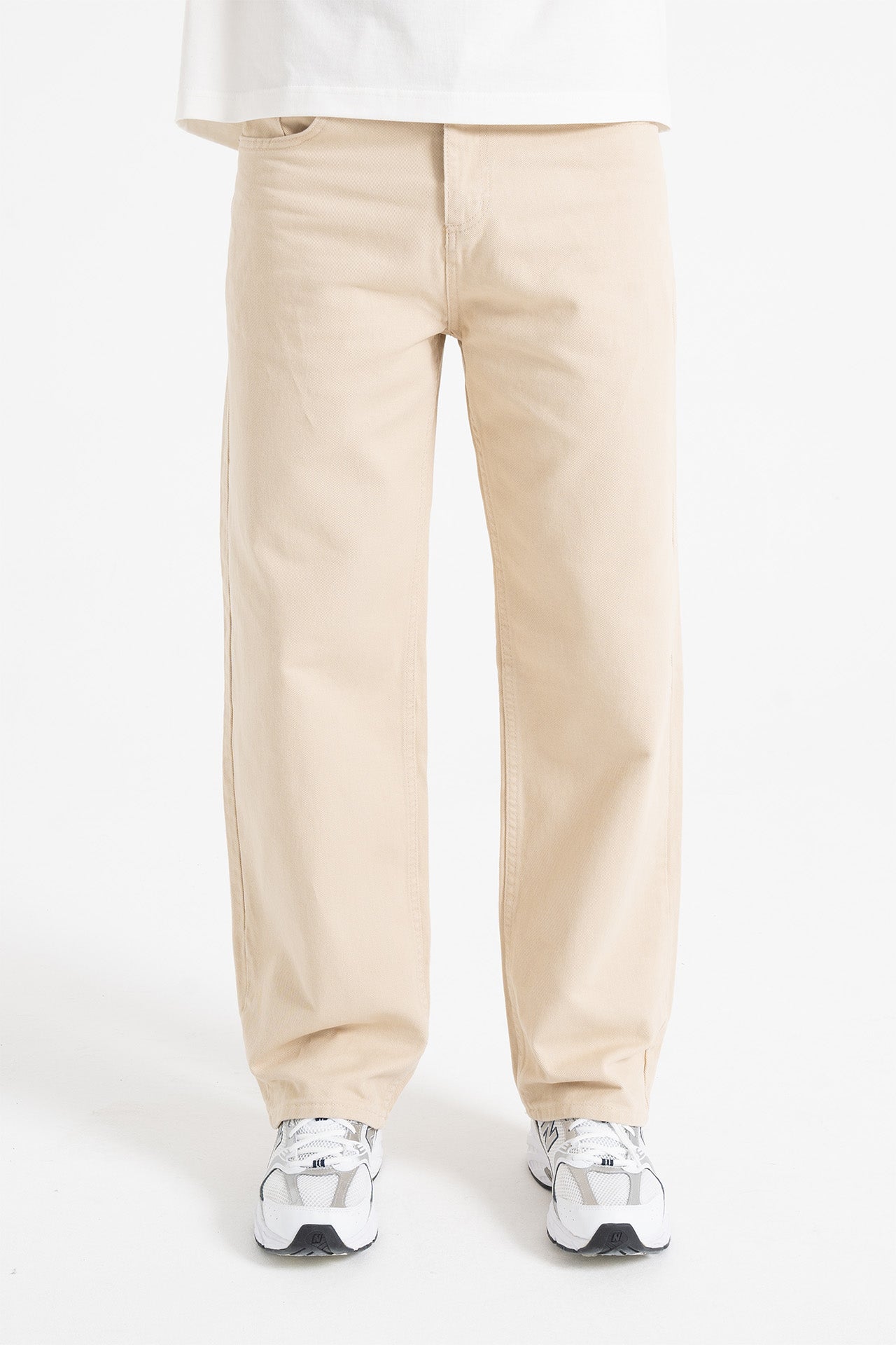 Basic Ekru Baggy Kot Pantolon