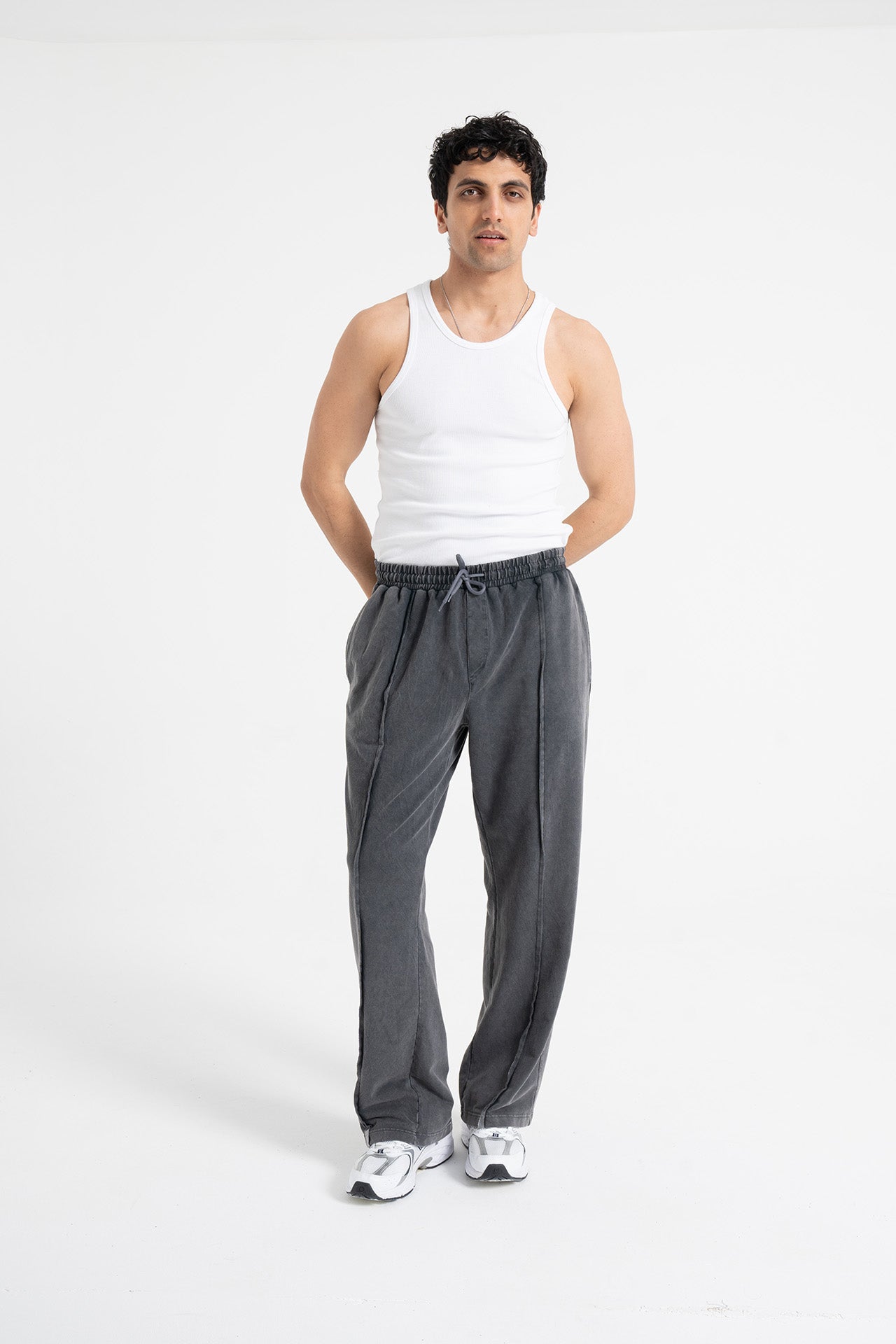 Yıkamalı Ön Dikiş Detay Premium Baggy Eşofman