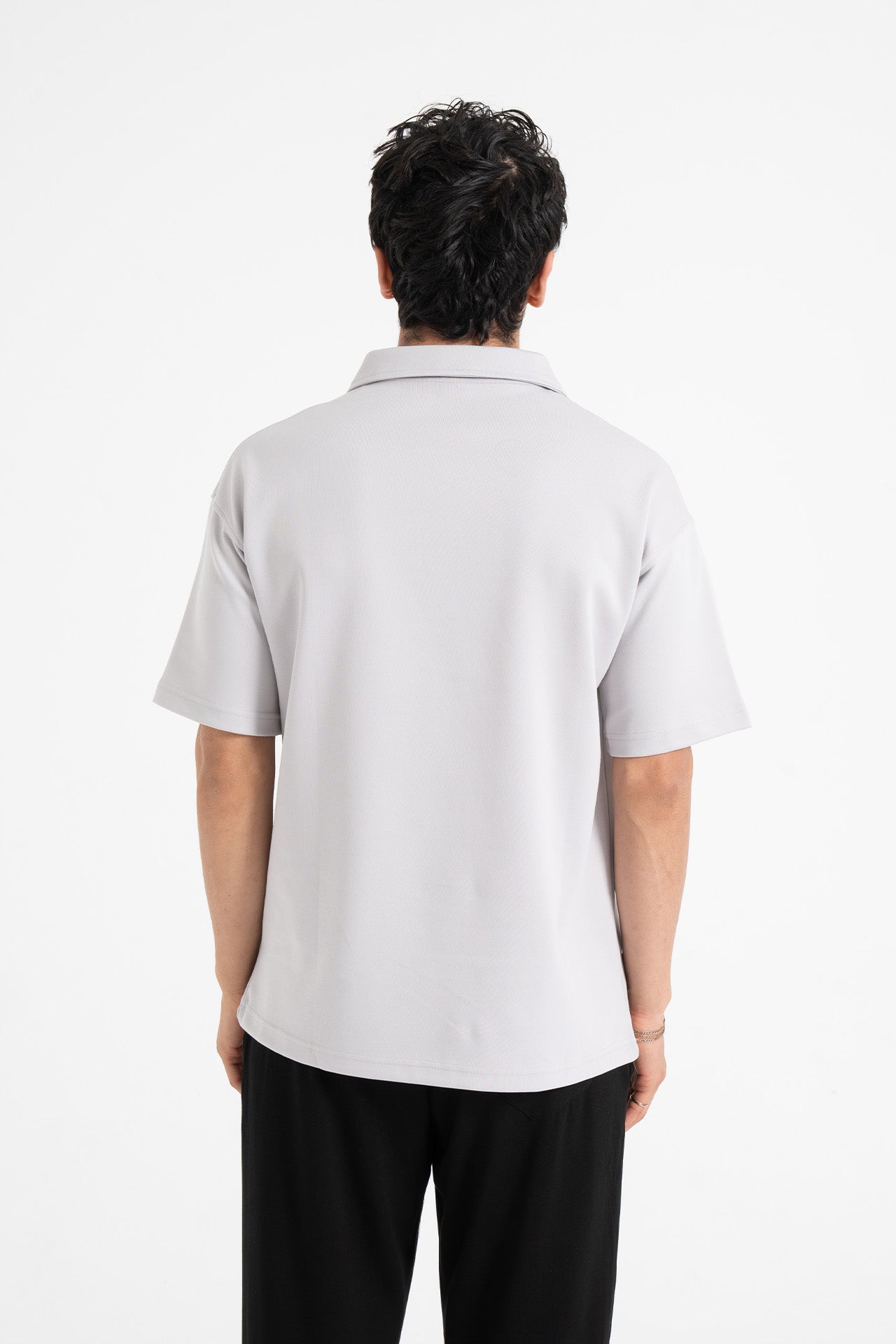 Oversize Yarım Fermuarlı Polo Yaka Tişört