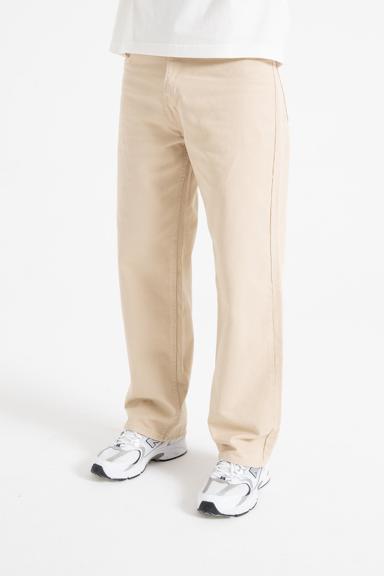 Basic Ekru Baggy Kot Pantolon