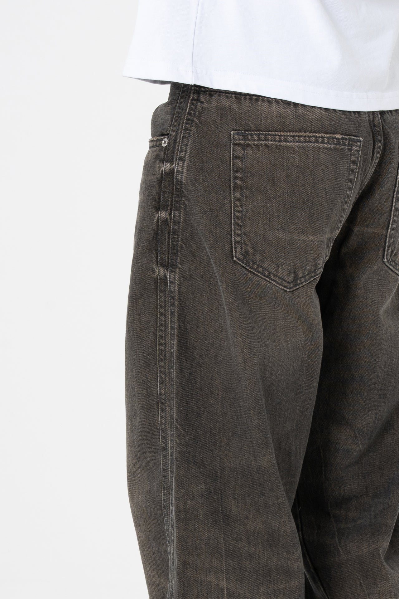 ATE Dikiş Detaylı Kahve Baggy Jean