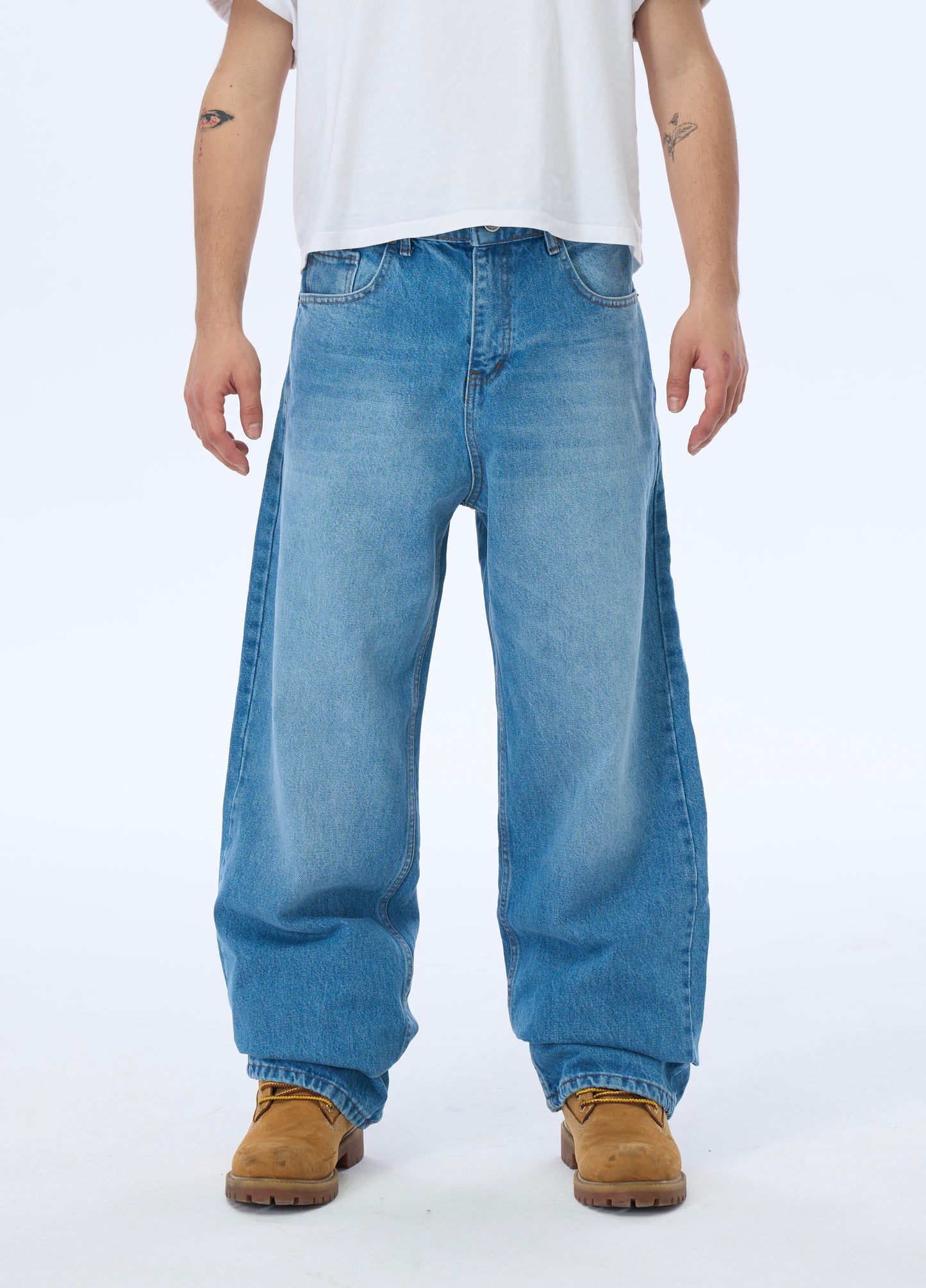 ATE Premium Mavi Detay Baggy Kot Pantolon