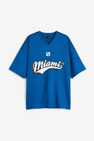 Miami Baskılı Oversize Forma Tişört