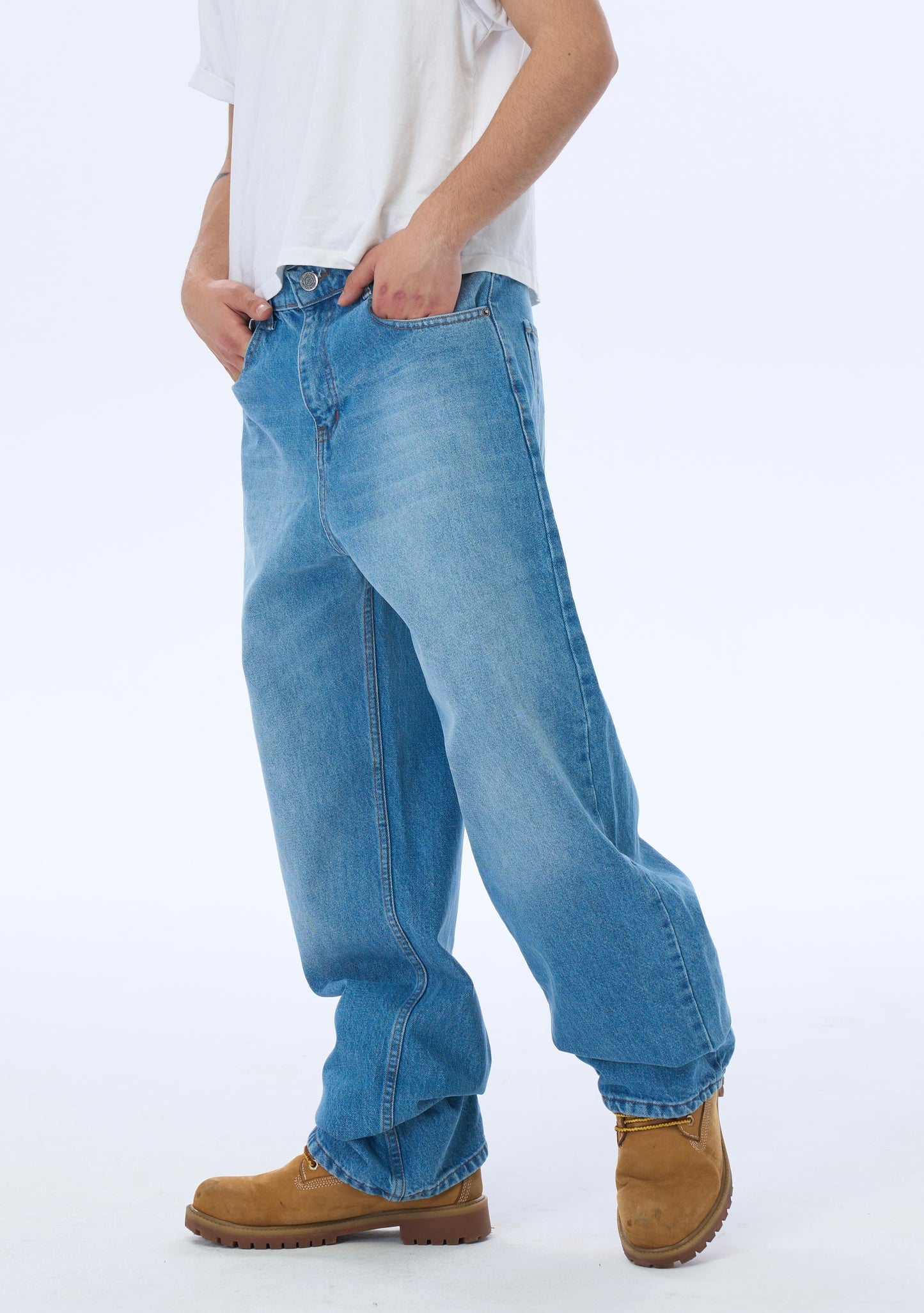 ATE Premium Mavi Detay Baggy Kot Pantolon