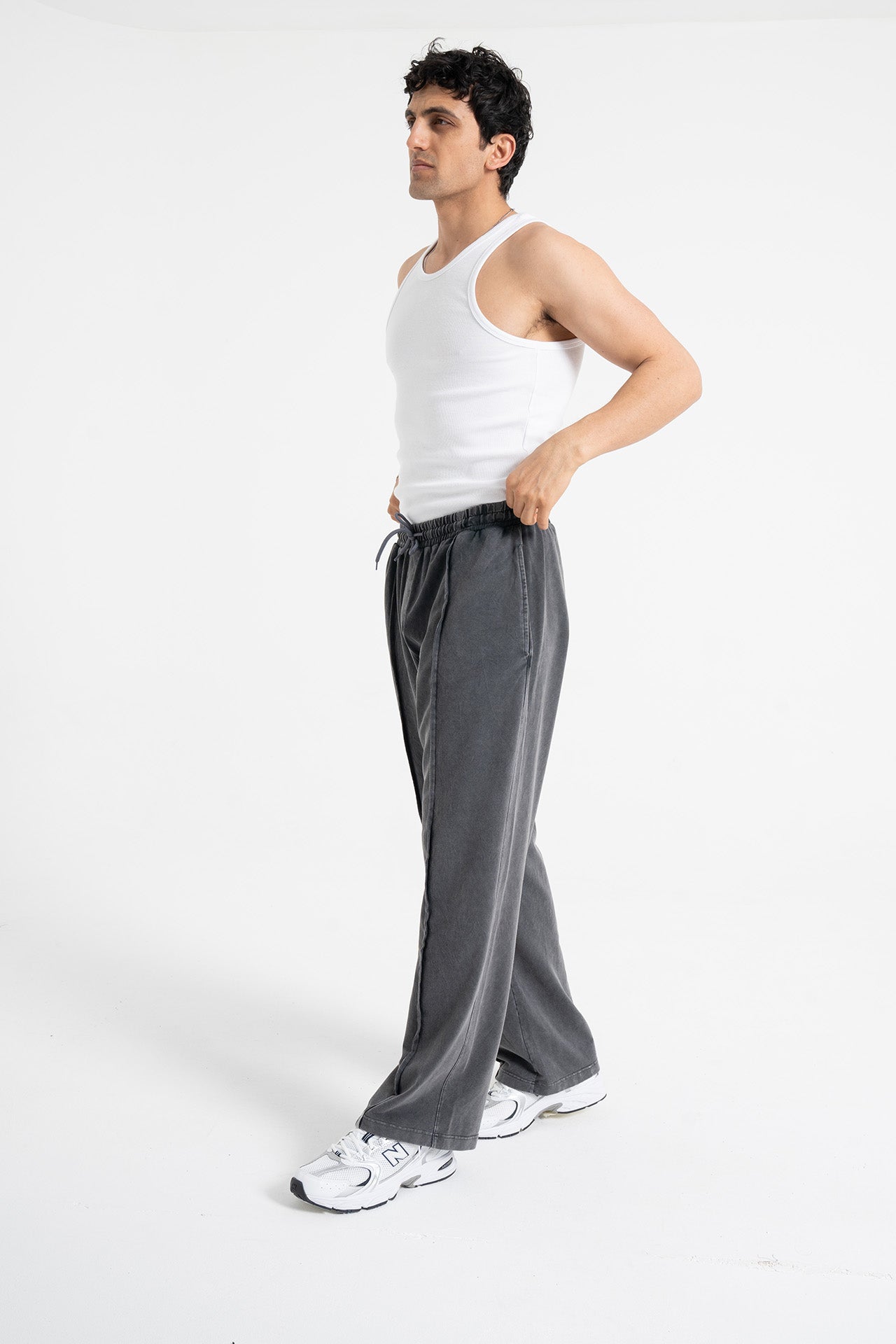 Yıkamalı Ön Dikiş Detay Premium Baggy Eşofman