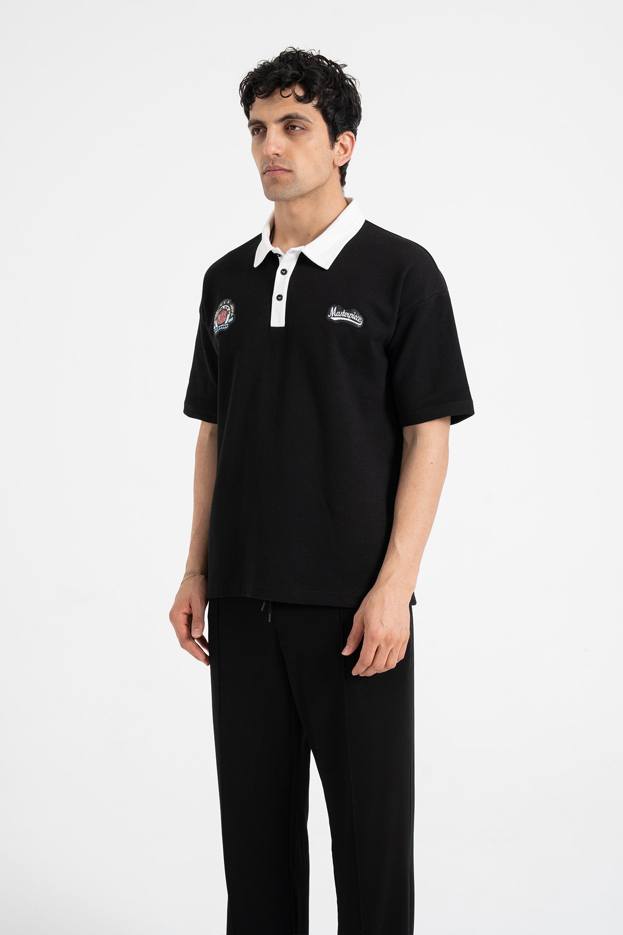 Masterpiece Nakışlı Oversize Polo Yaka Tişört