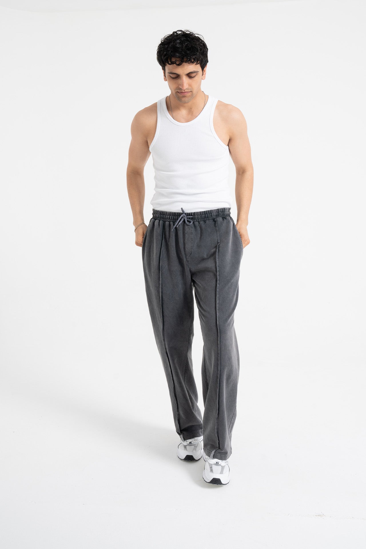Yıkamalı Ön Dikiş Detay Premium Baggy Eşofman