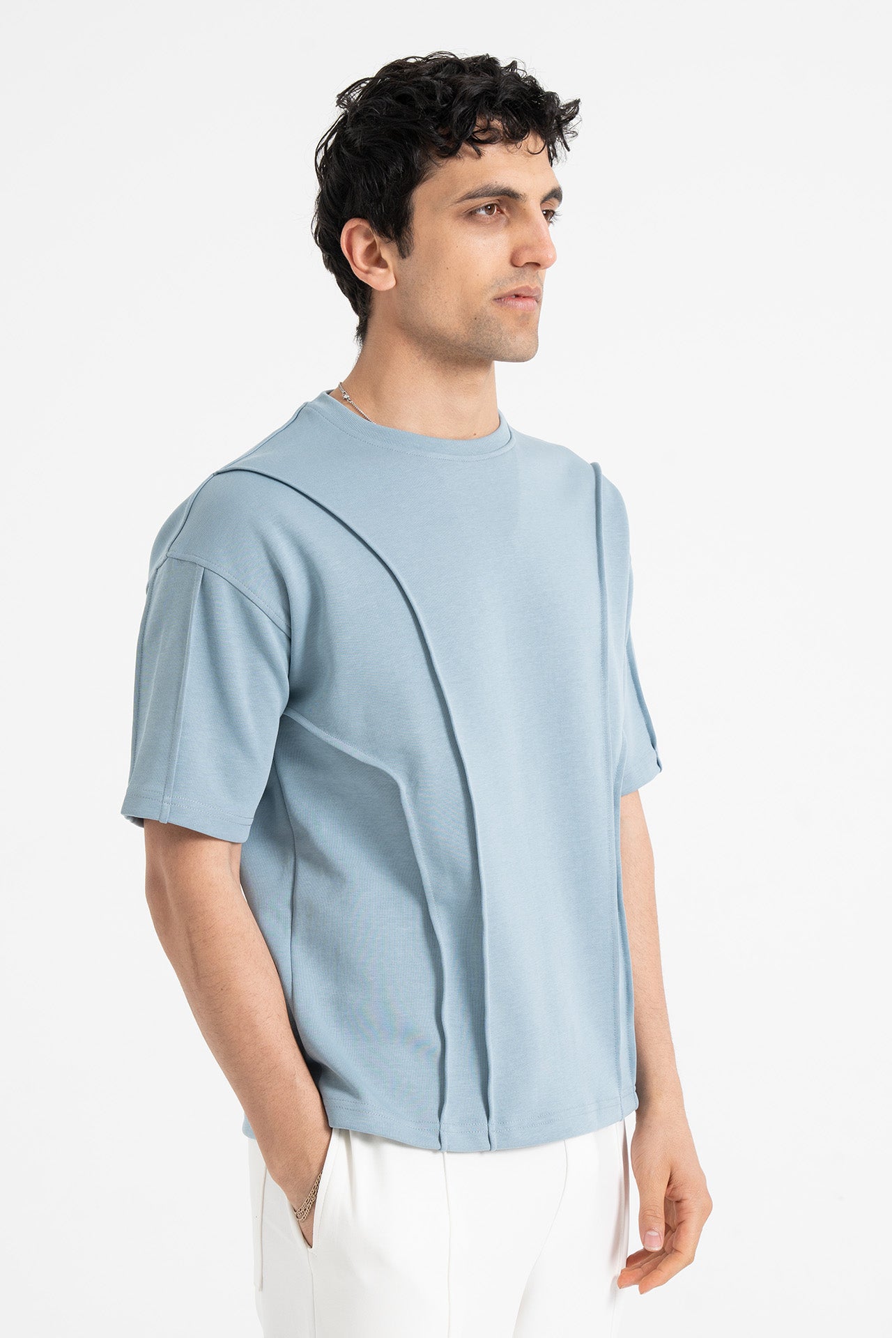 Nervür Dikiş Detay %100 Pamuk Oversize Tişört