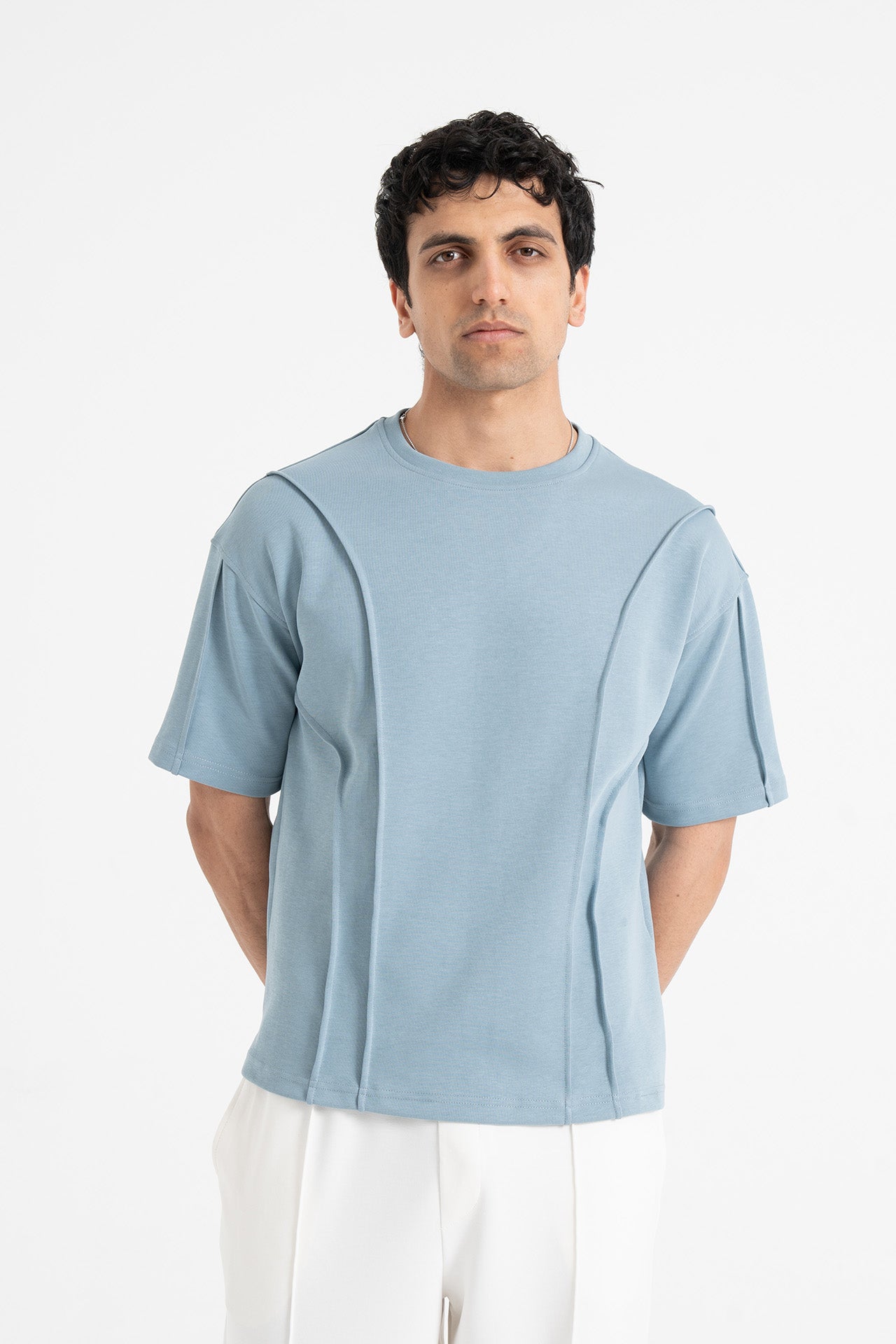 Nervür Dikiş Detay %100 Pamuk Oversize Tişört