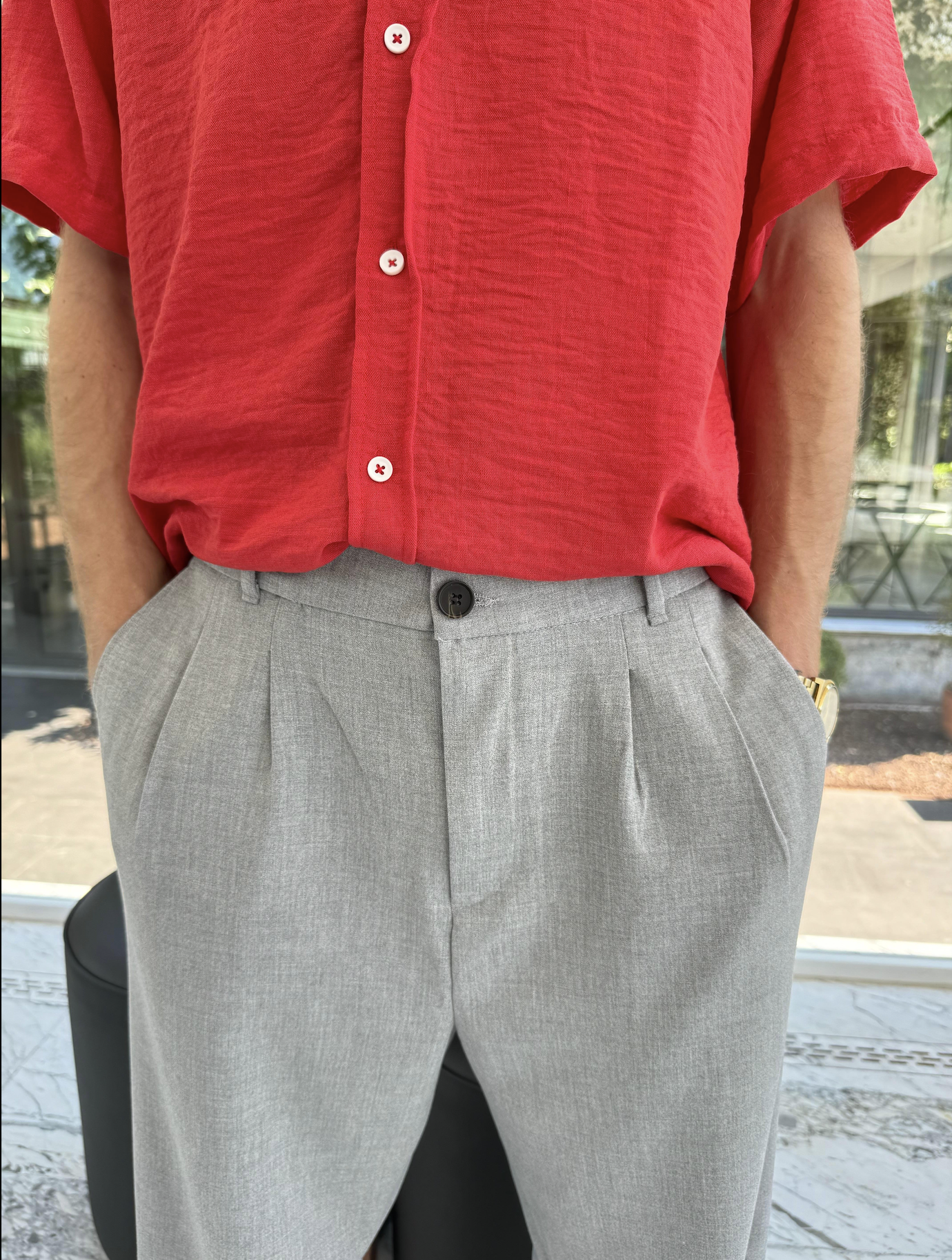 Premium Basic Gri Kumaş Baggy Pantolon
