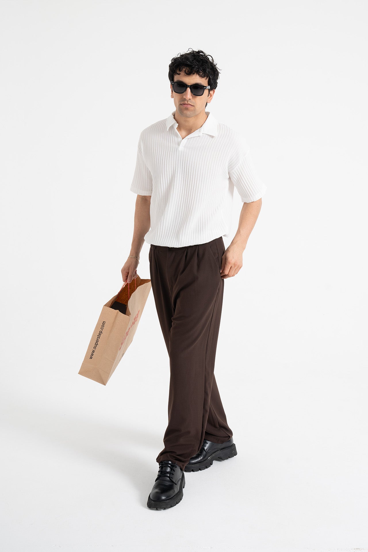Baggy Fit Pileli Kumaş Pantolon