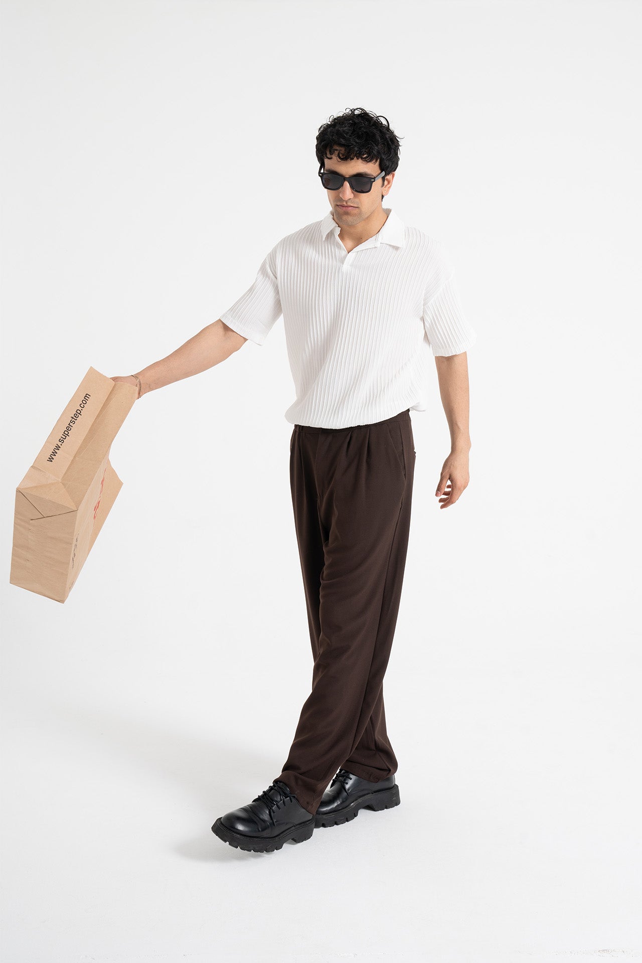 Baggy Fit Pileli Kumaş Pantolon