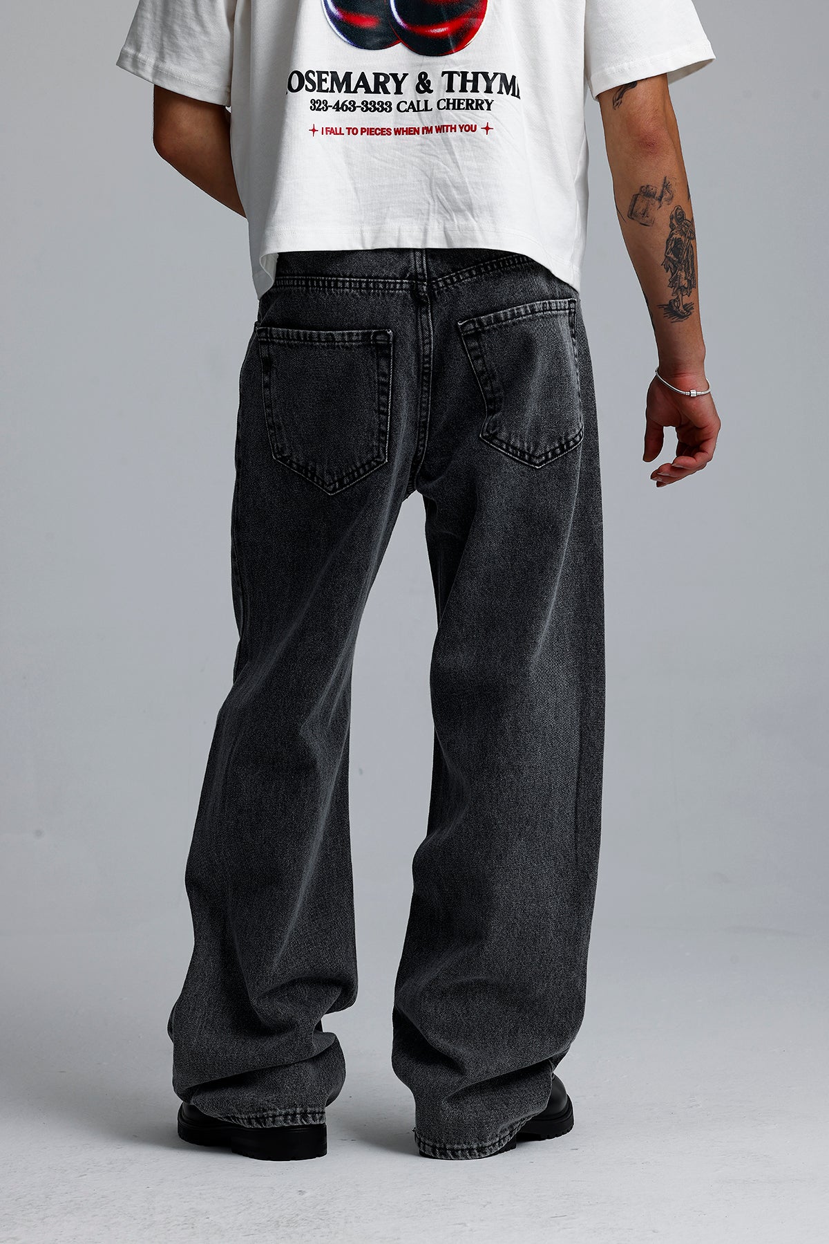 ATE Premium Gri Baggy Kot Pantolon