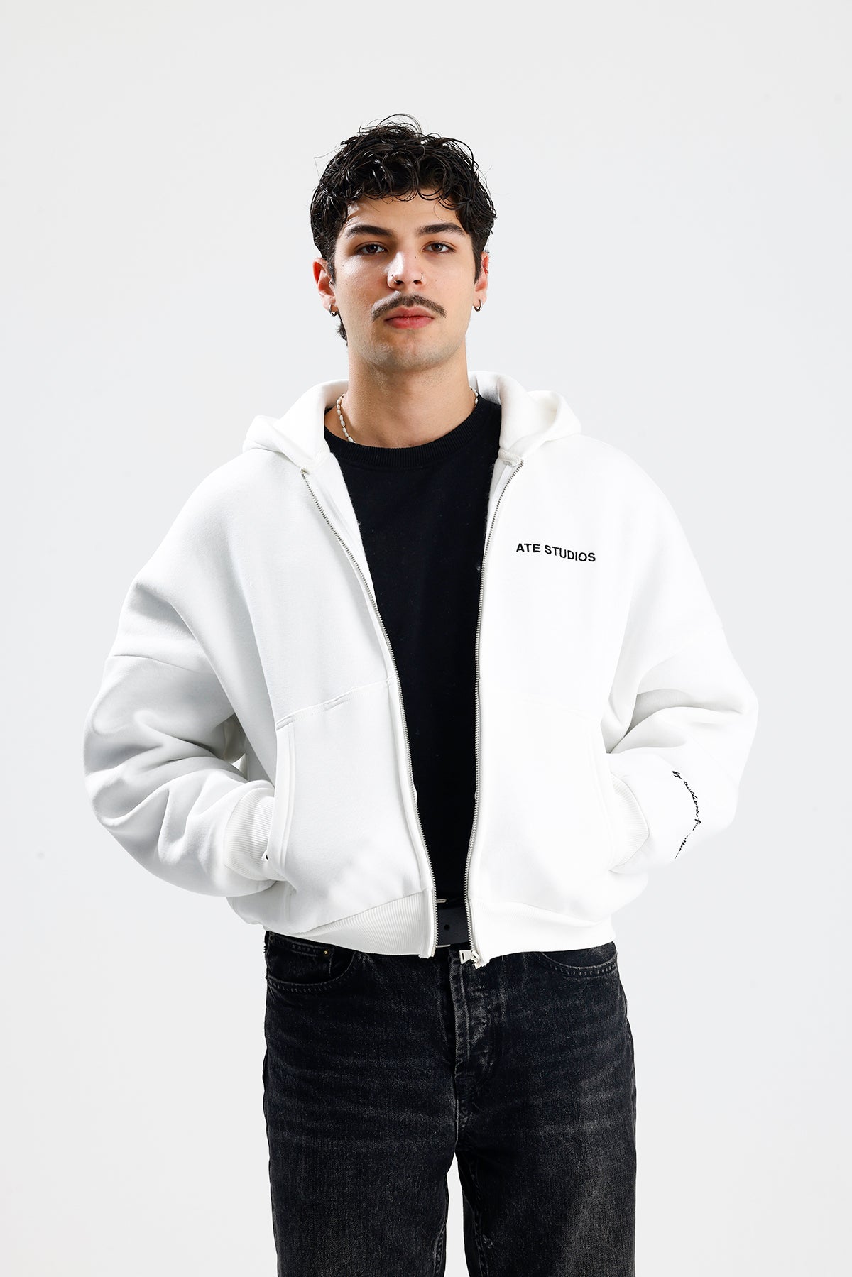 ATE STUDIOS Nakışlı Premium Oversize Zip Hoodie