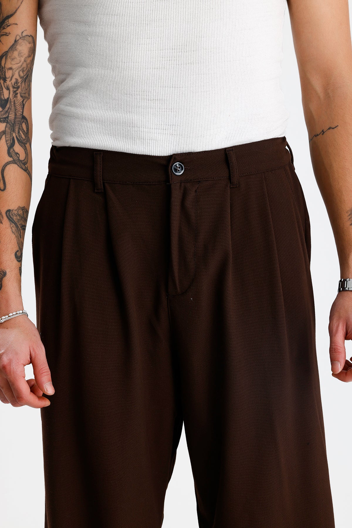 Baggy Fit Pileli Kumaş Pantolon