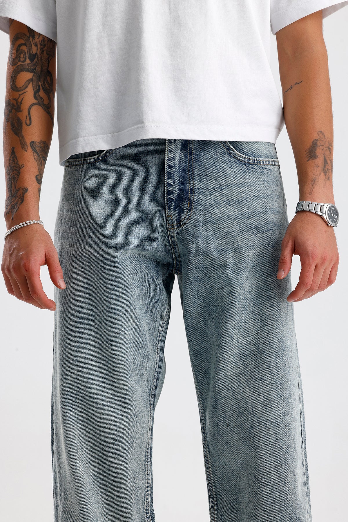Kar Yıkama Relaxed Fit Kot Pantolon