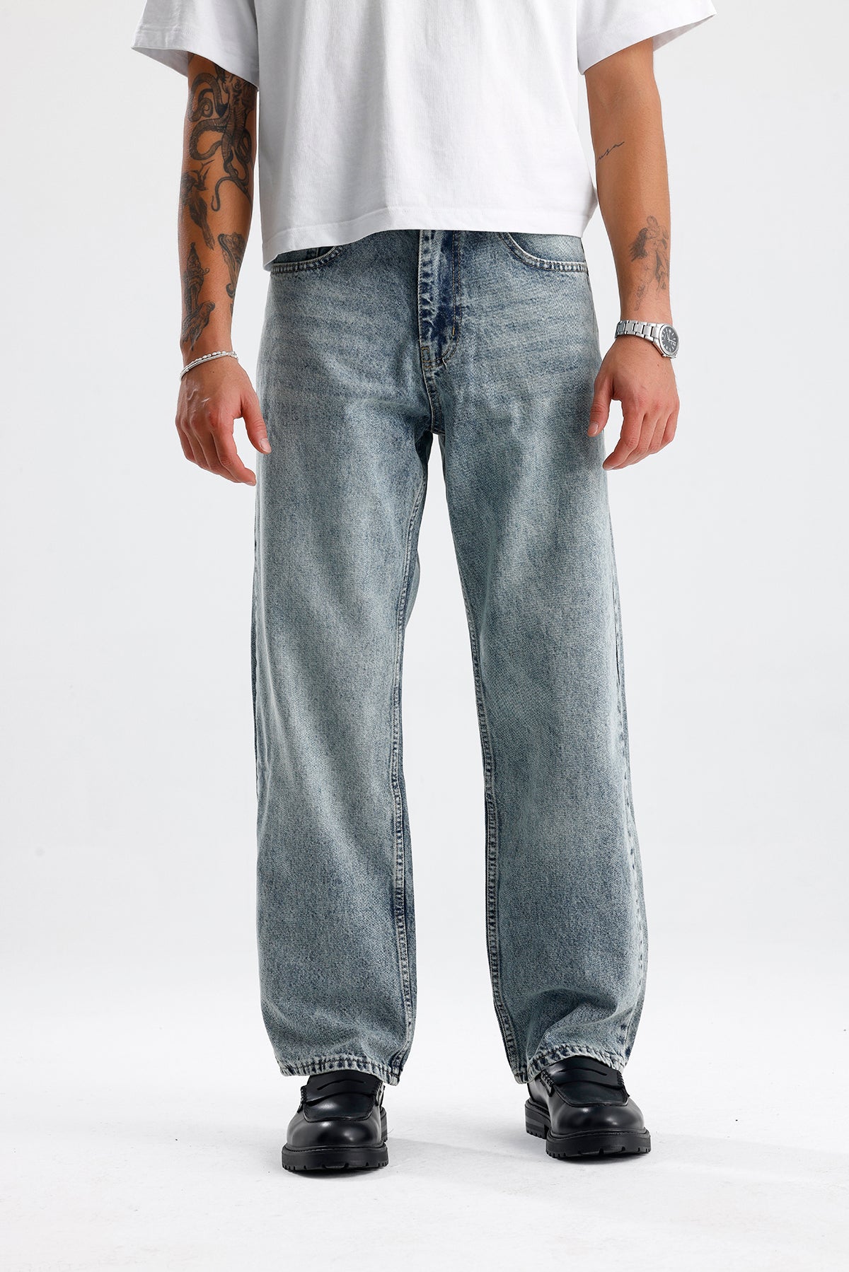 Kar Yıkama Relaxed Fit Kot Pantolon