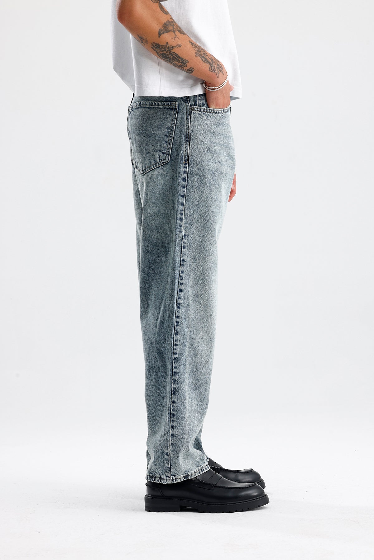 Kar Yıkama Relaxed Fit Kot Pantolon