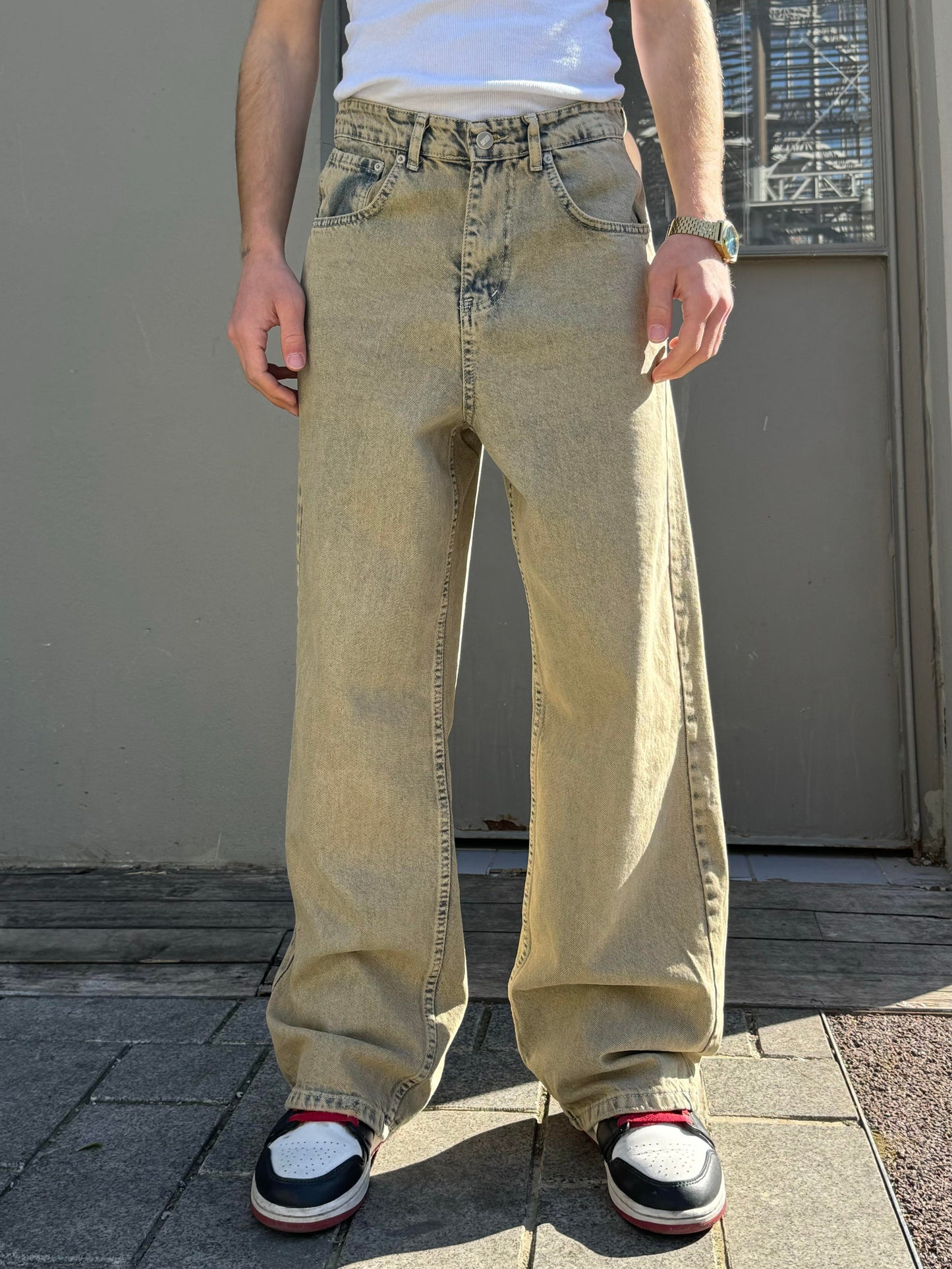 GG Basic Yeşil Yıkama Detay Baggy Jean