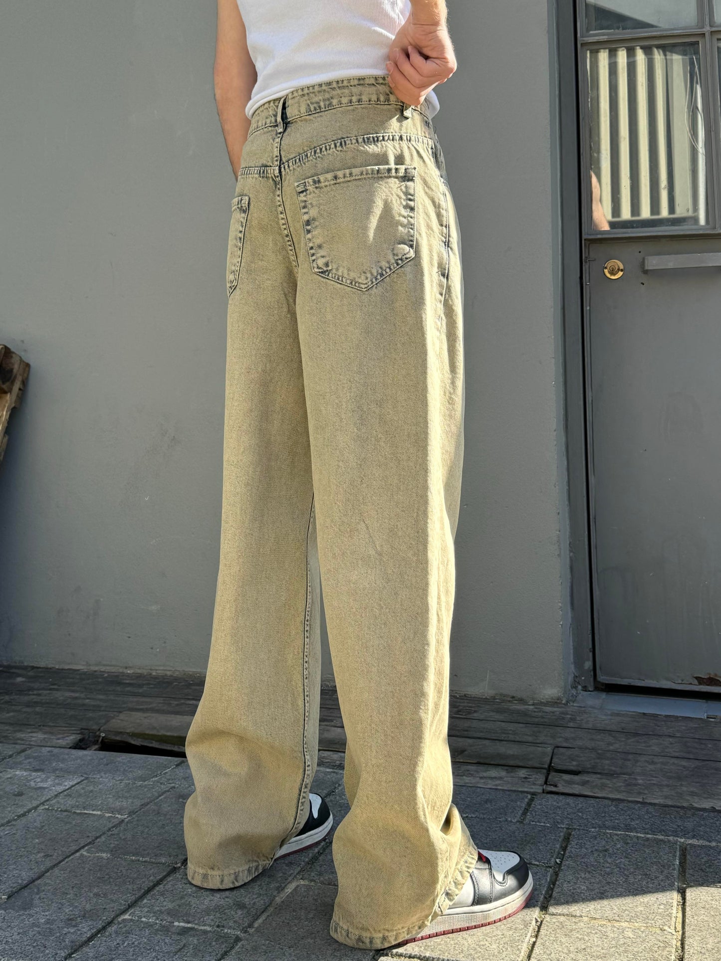 GG Basic Yeşil Yıkama Detay Baggy Jean