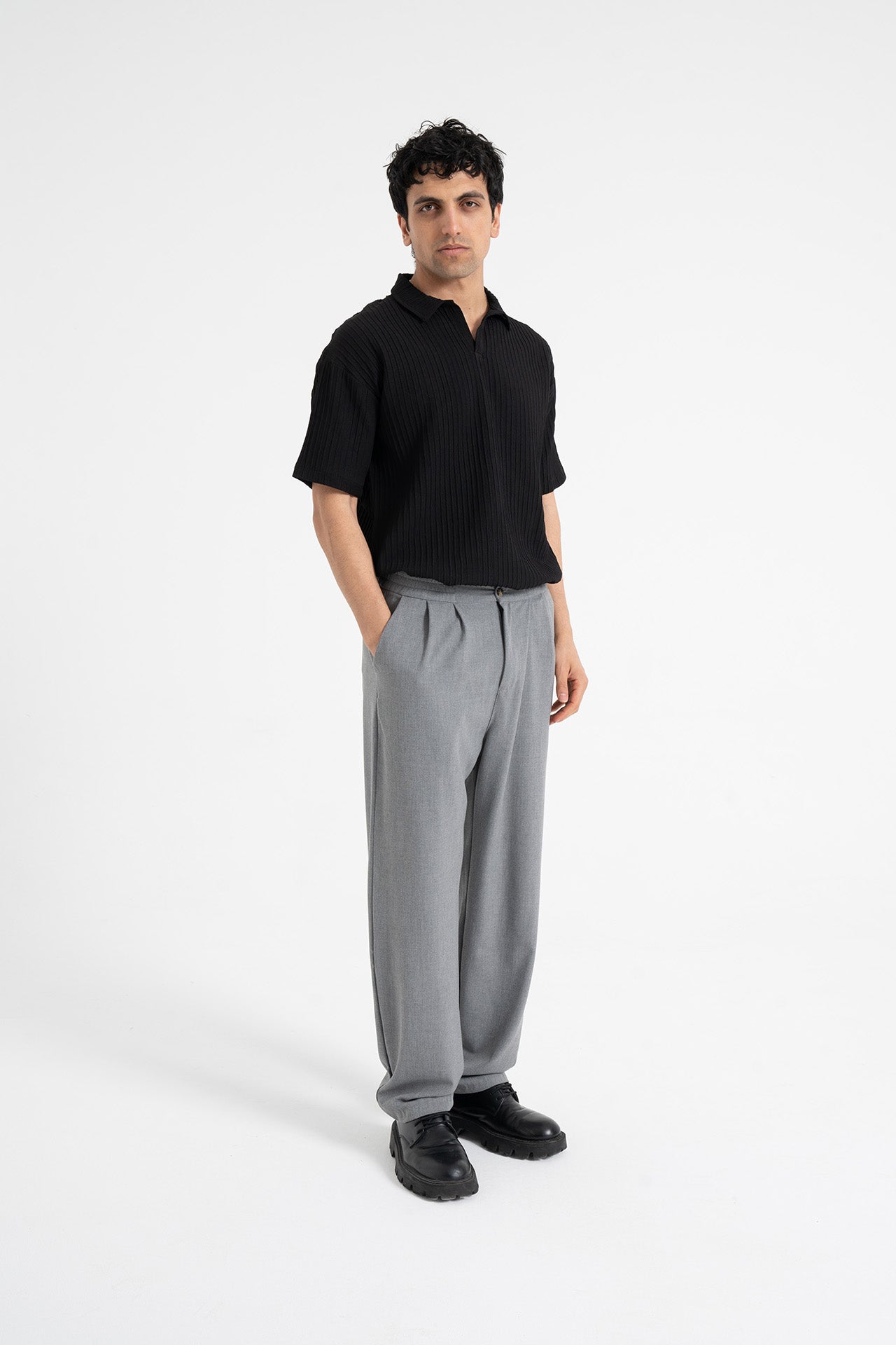 Baggy Fit Pileli Kumaş Pantolon