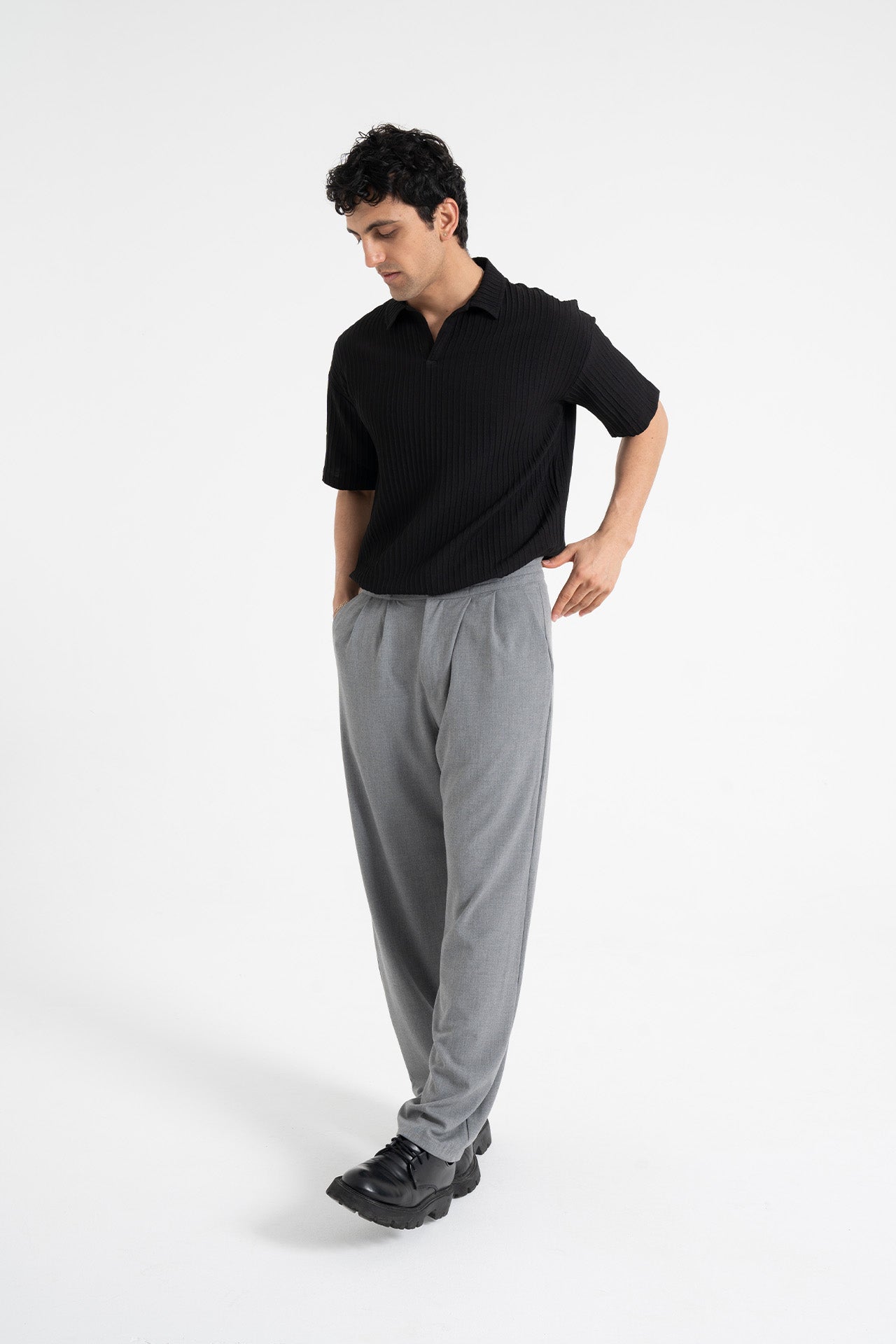 Baggy Fit Pileli Kumaş Pantolon