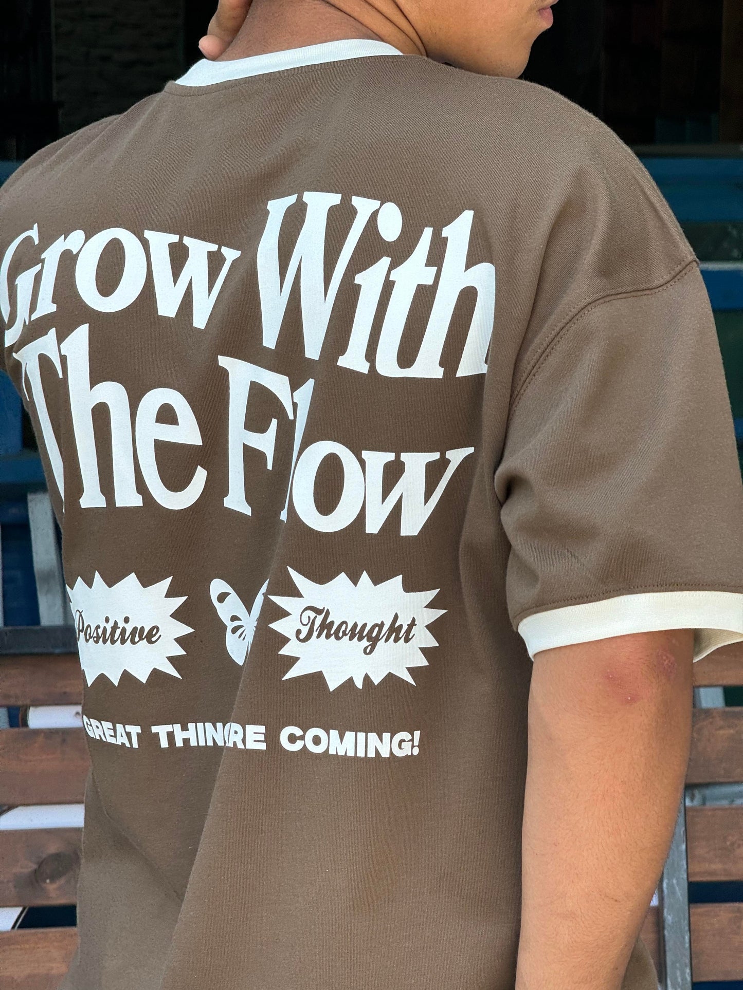 Grow With Flow Kahverengi Unisex Oversize T-Shirt