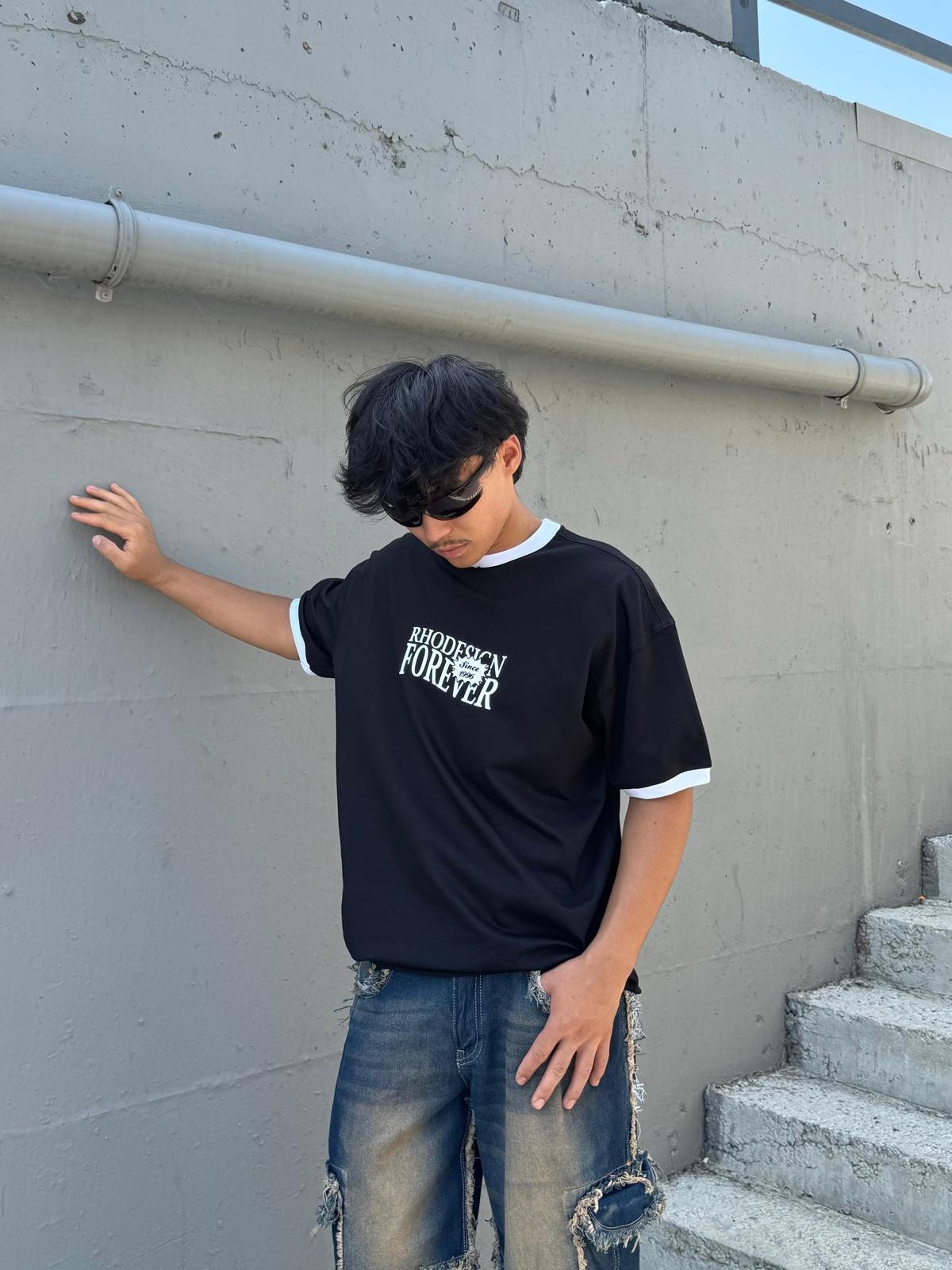 Grow With Flow Siyah Unisex Oversize T-Shir