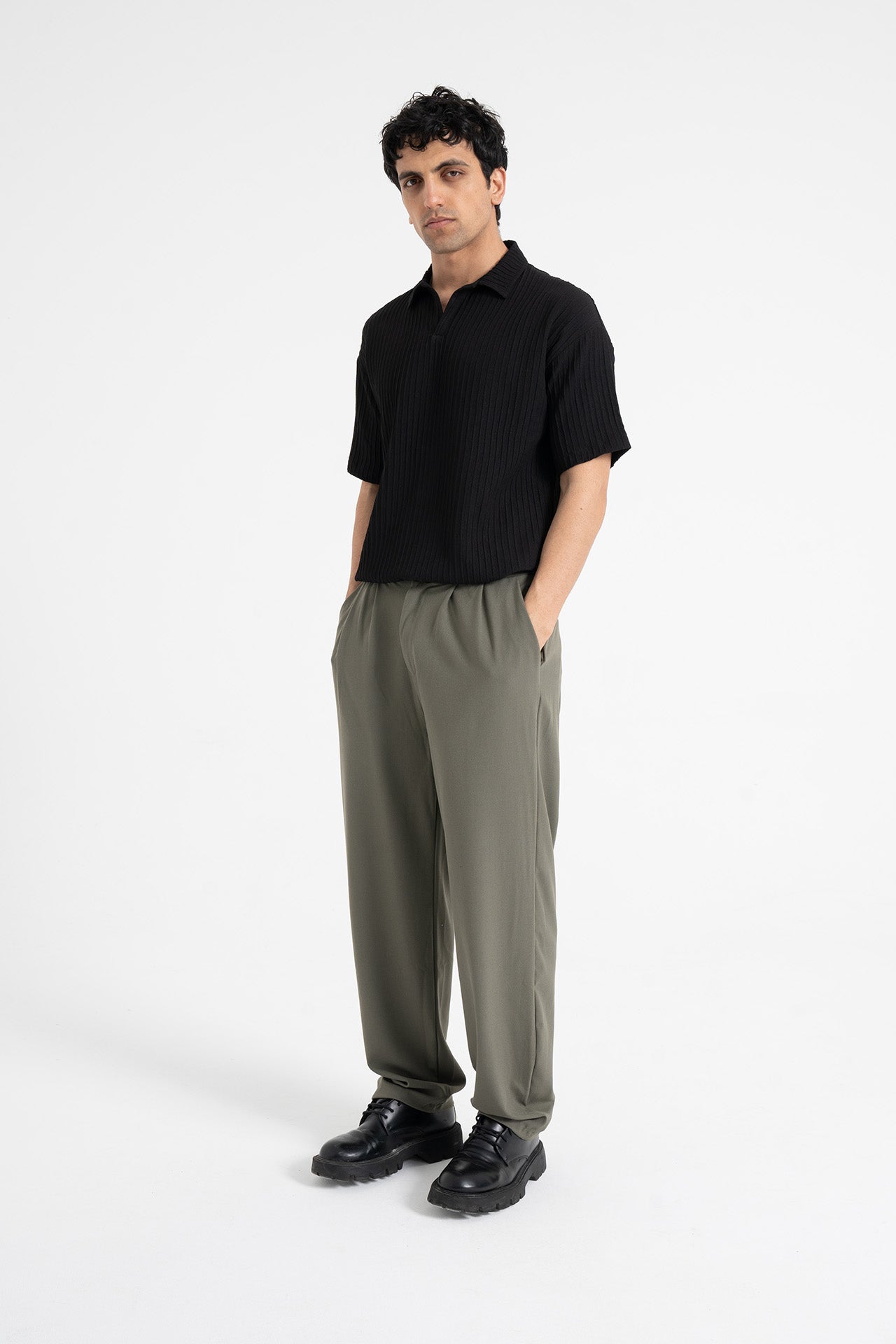 Baggy Fit Pileli Kumaş Pantolon