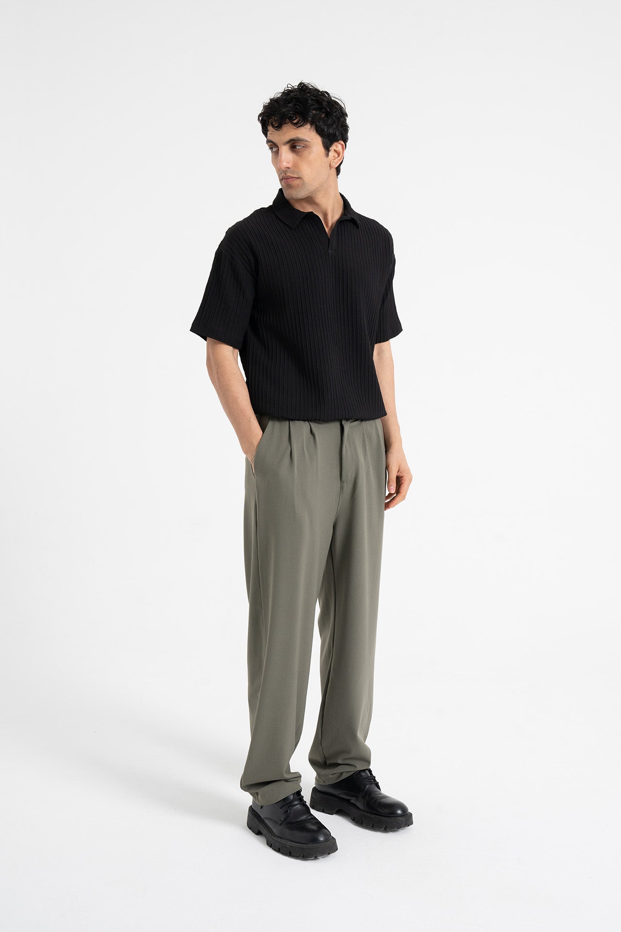 Baggy Fit Pileli Kumaş Pantolon
