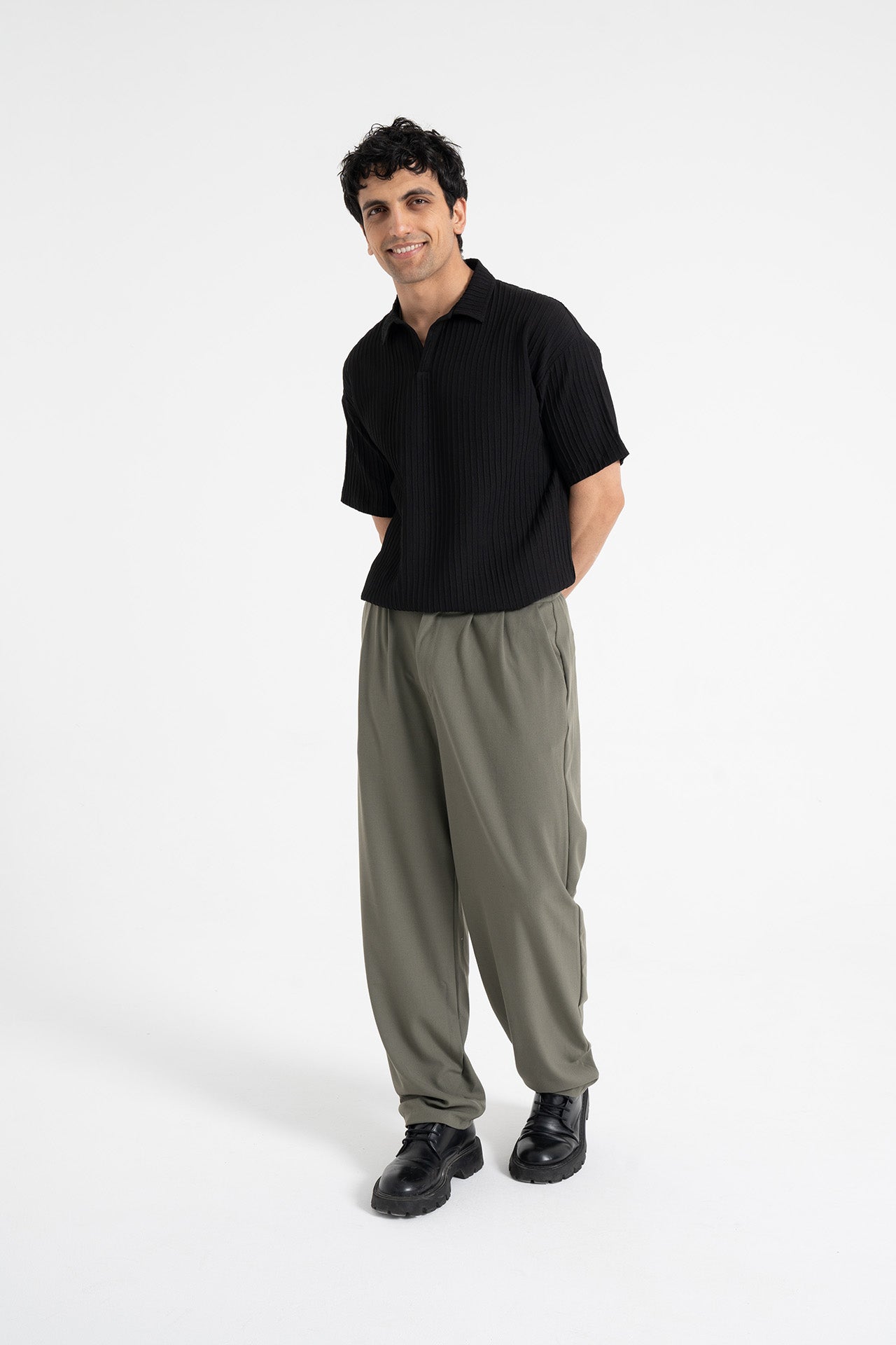 Baggy Fit Pileli Kumaş Pantolon