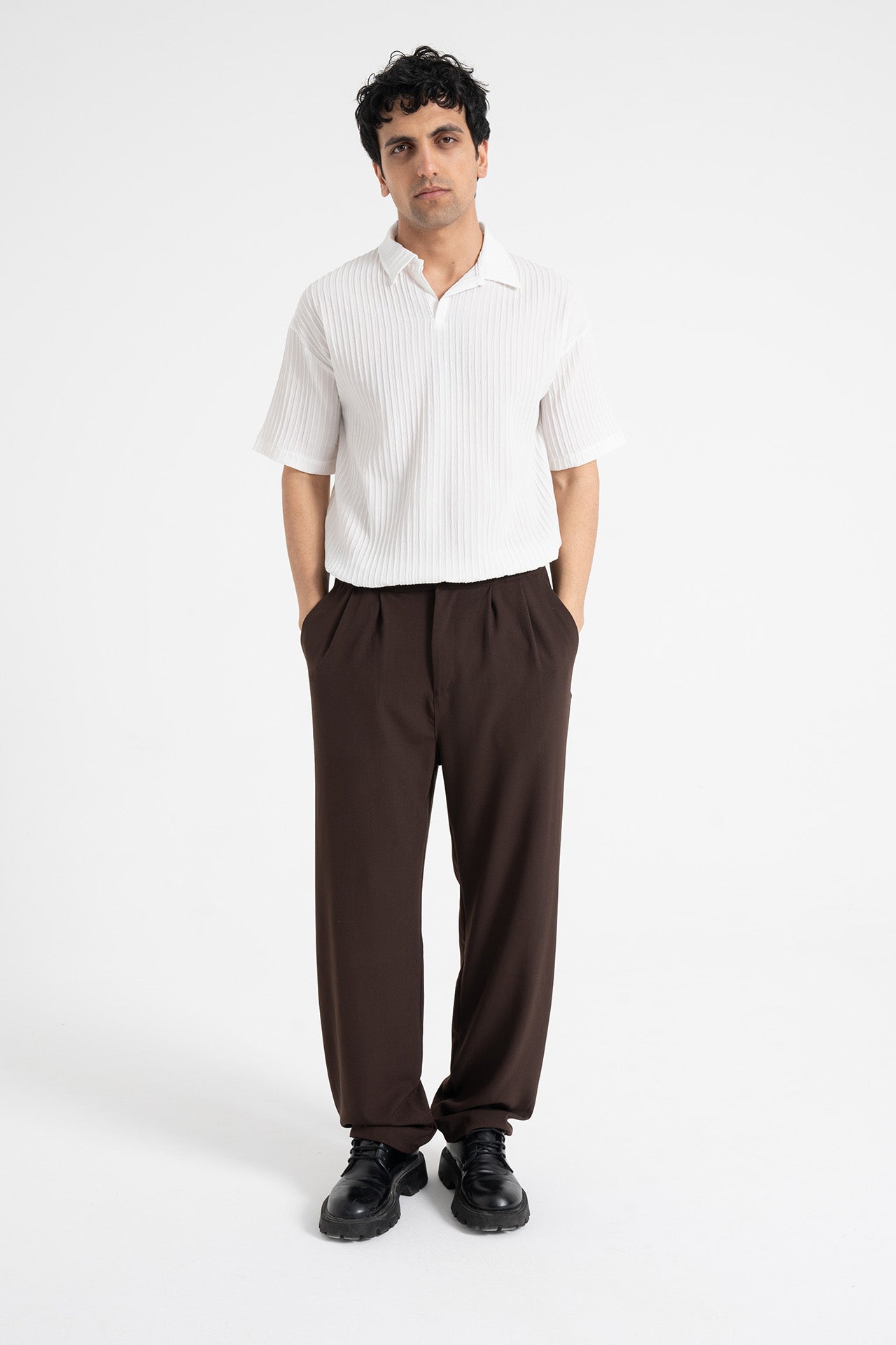 Baggy Fit Pileli Kumaş Pantolon