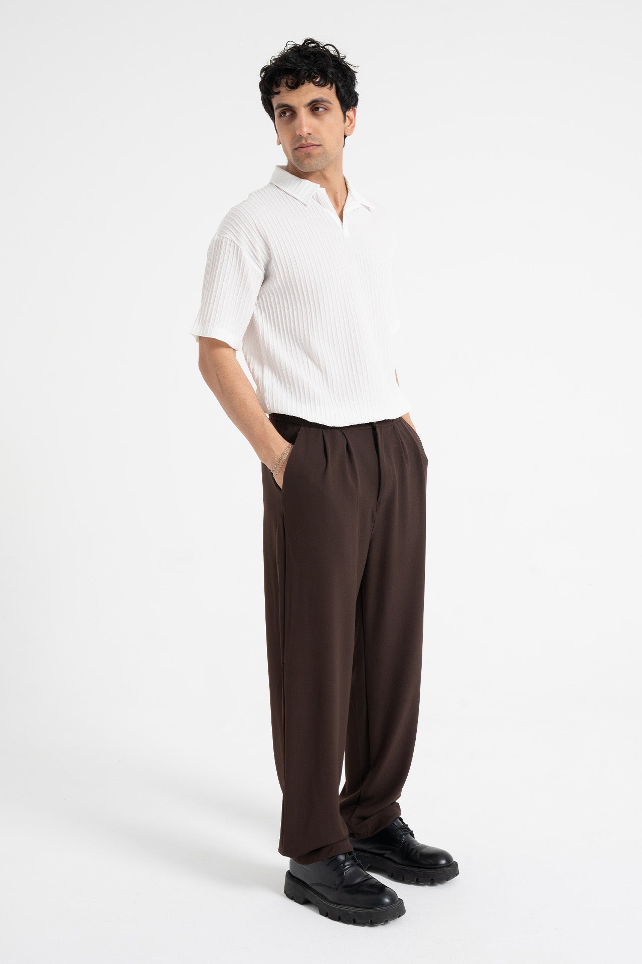 Baggy Fit Pileli Kumaş Pantolon