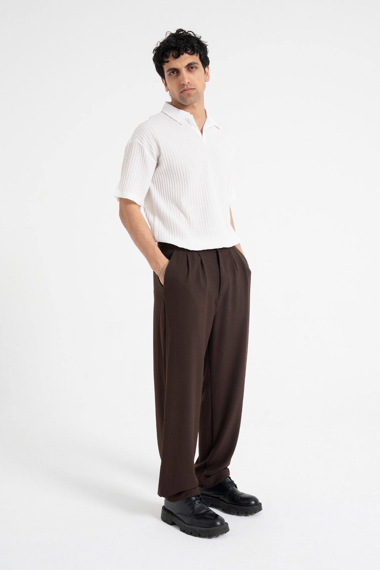 Baggy Fit Pileli Kumaş Pantolon
