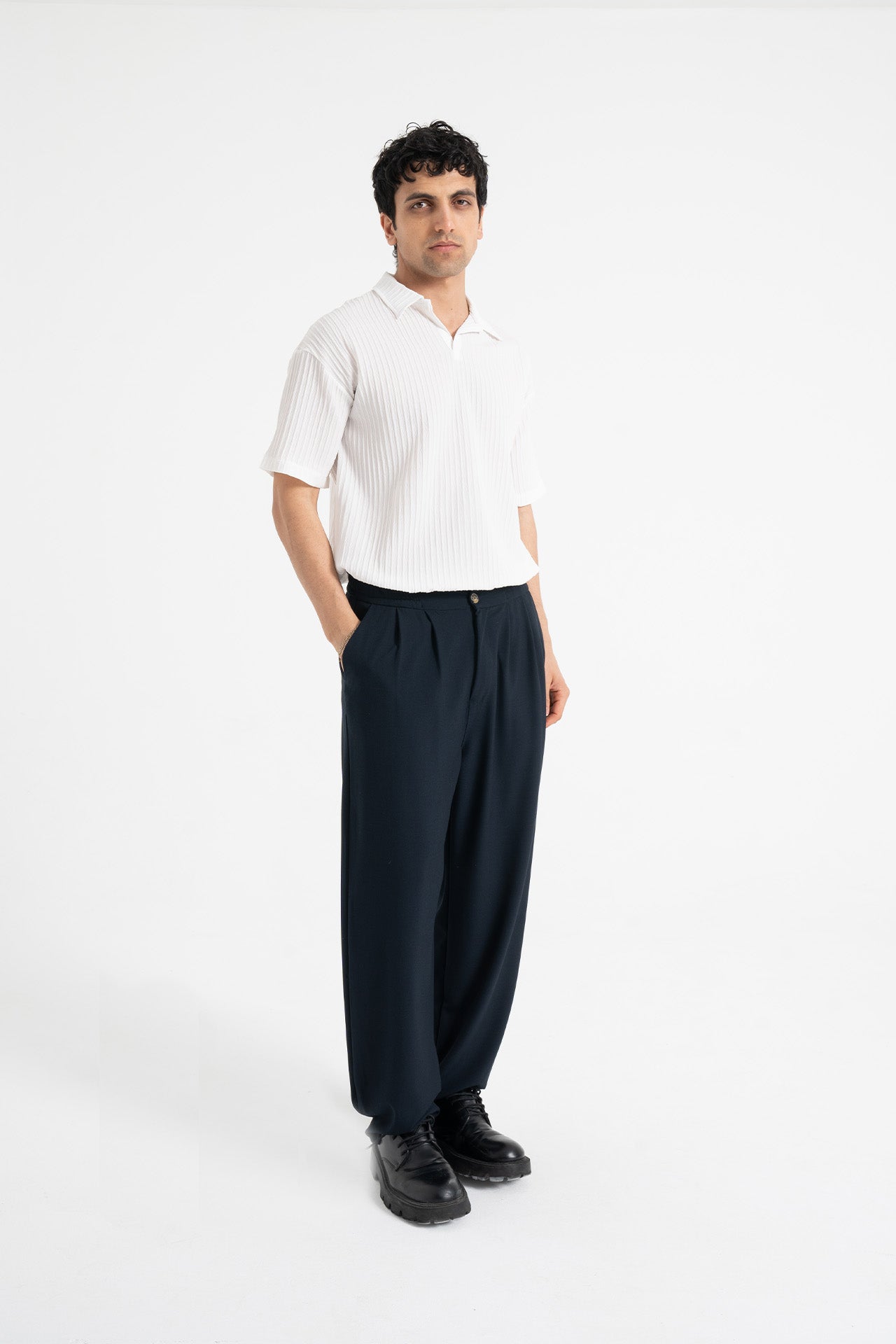 Baggy Fit Pileli Kumaş Pantolon