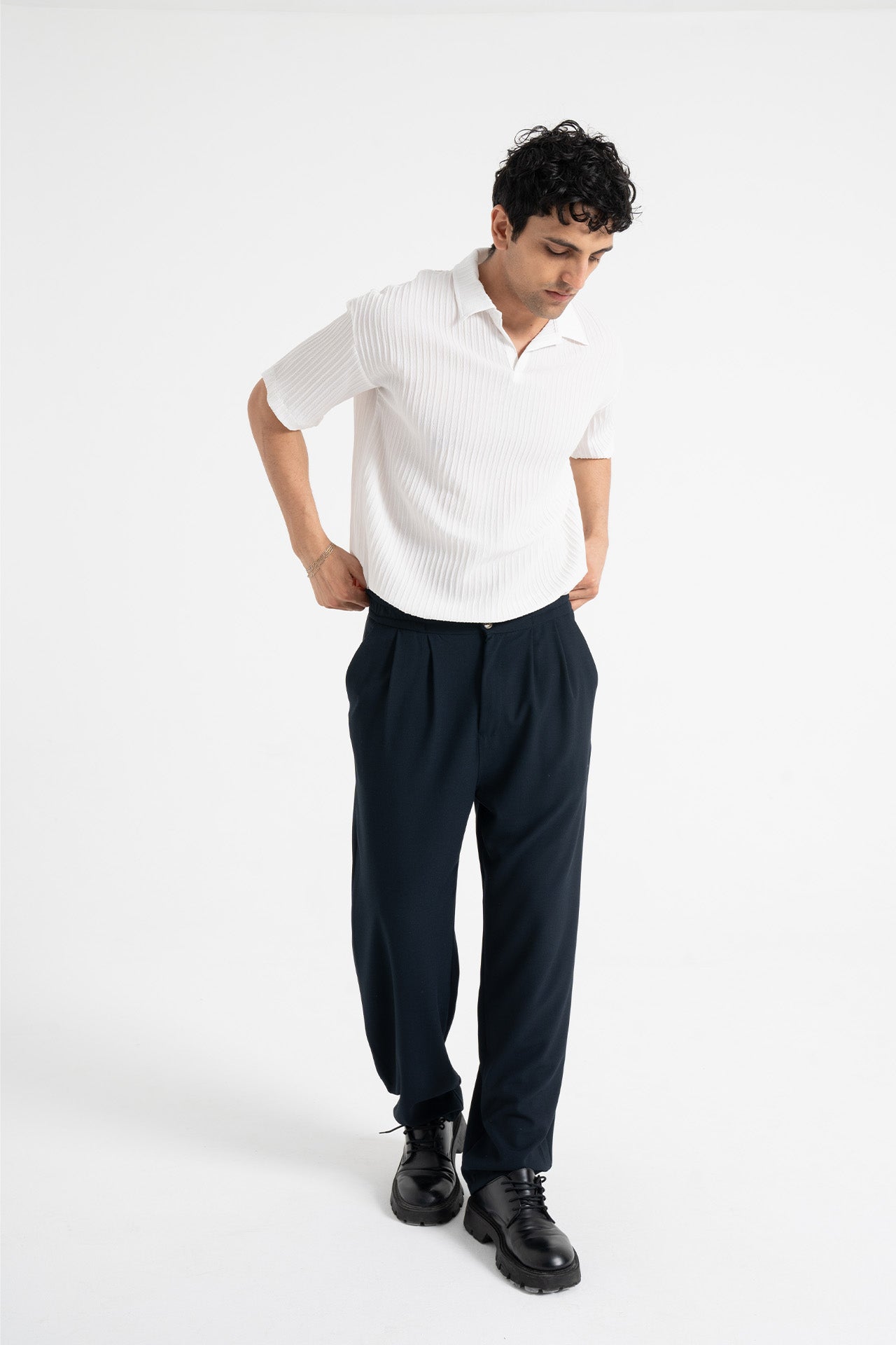 Baggy Fit Pileli Kumaş Pantolon