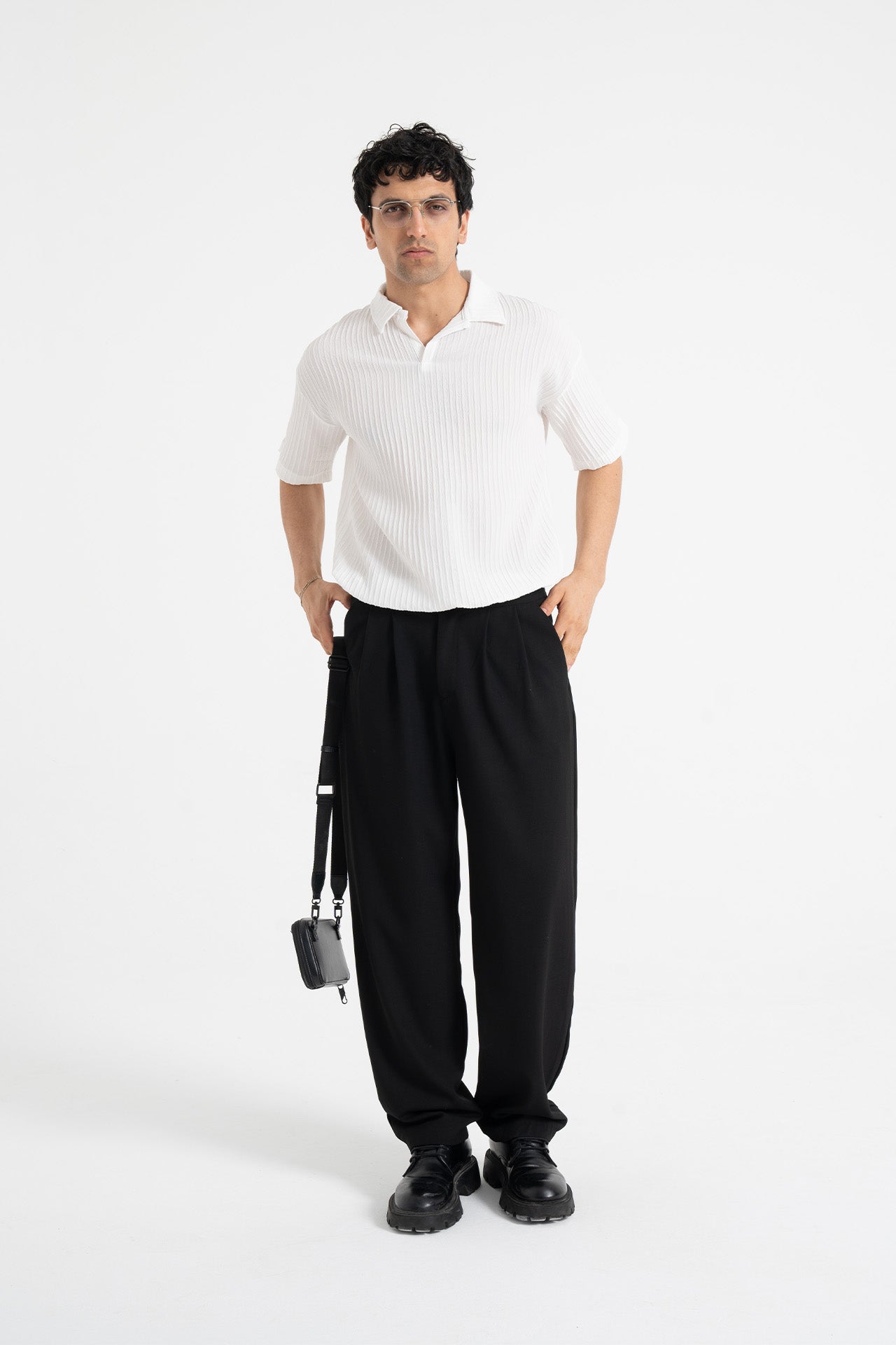 Baggy Fit Pileli Kumaş Pantolon