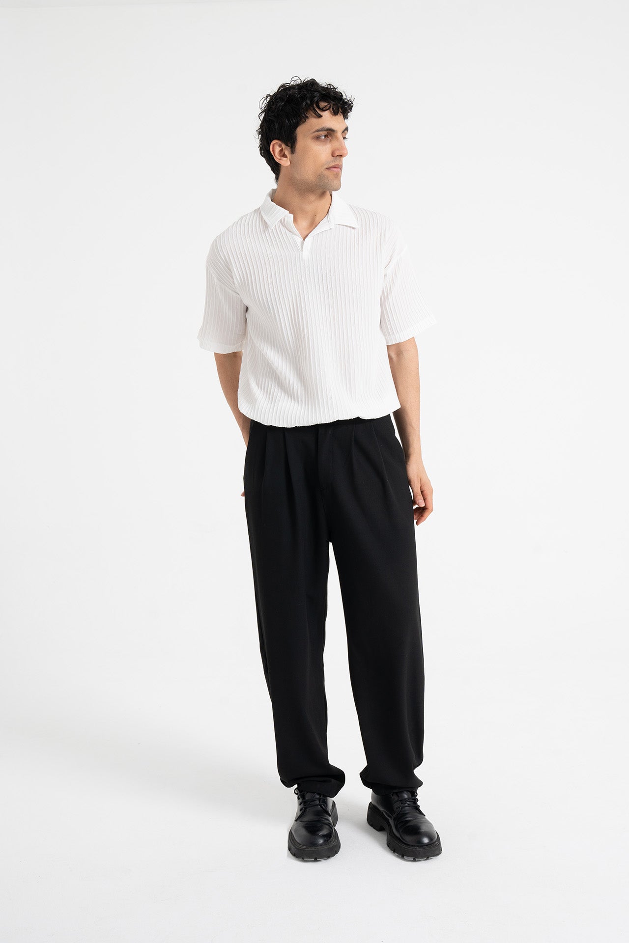 Baggy Fit Pileli Kumaş Pantolon