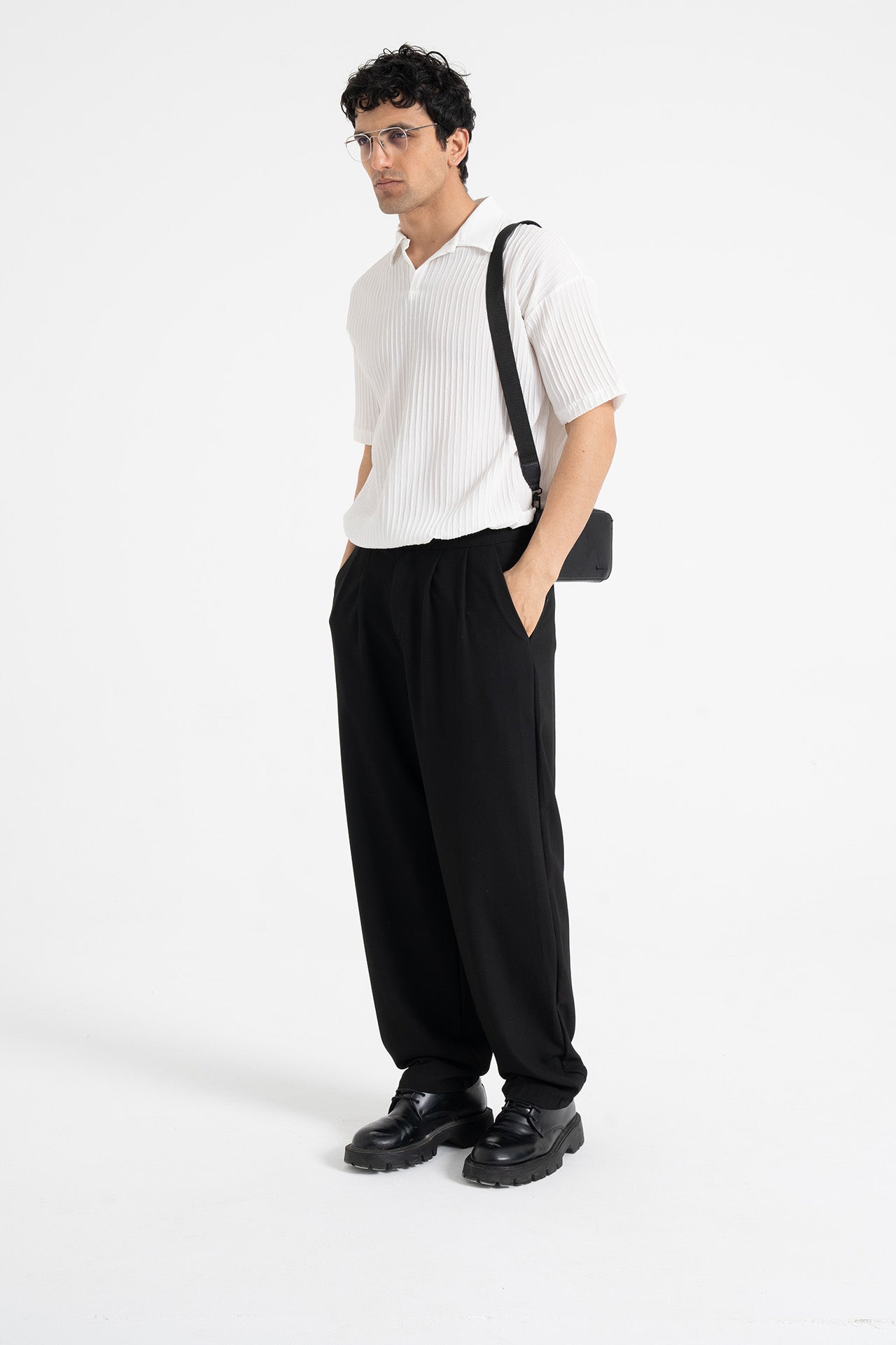 Baggy Fit Pileli Kumaş Pantolon