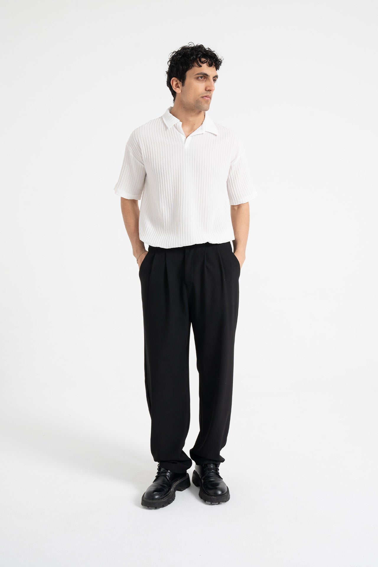 Baggy Fit Pileli Kumaş Pantolon