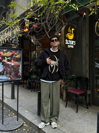 Siyah Kadife Bomber Ceket