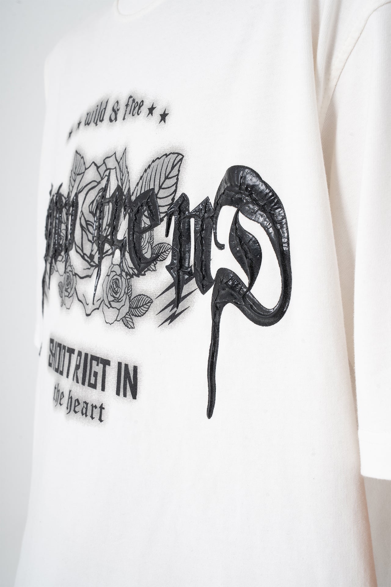 Wild & Free Kabartma Baskılı Premium Oversize Tişört