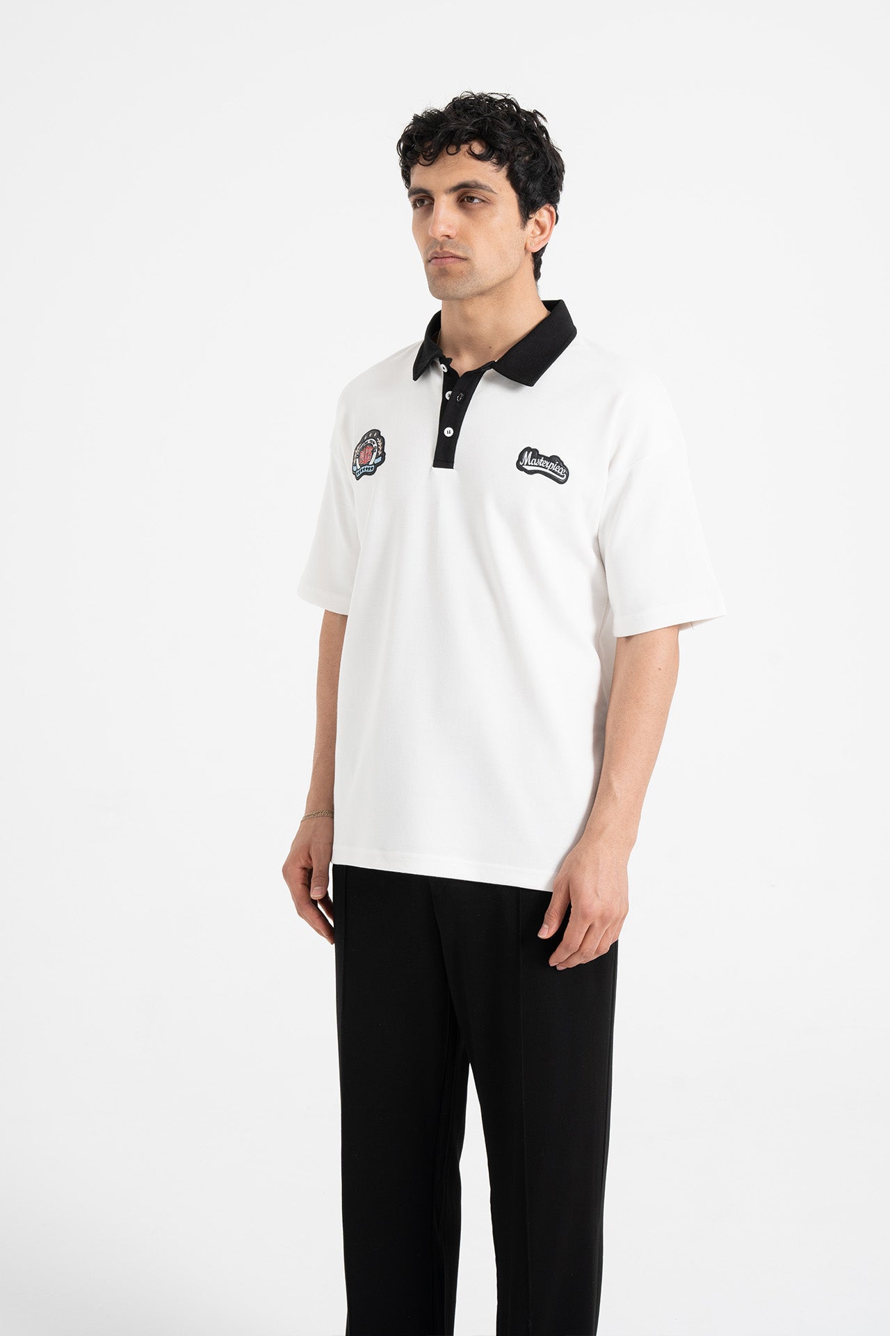 Masterpiece Nakışlı Oversize Polo Yaka Tişört