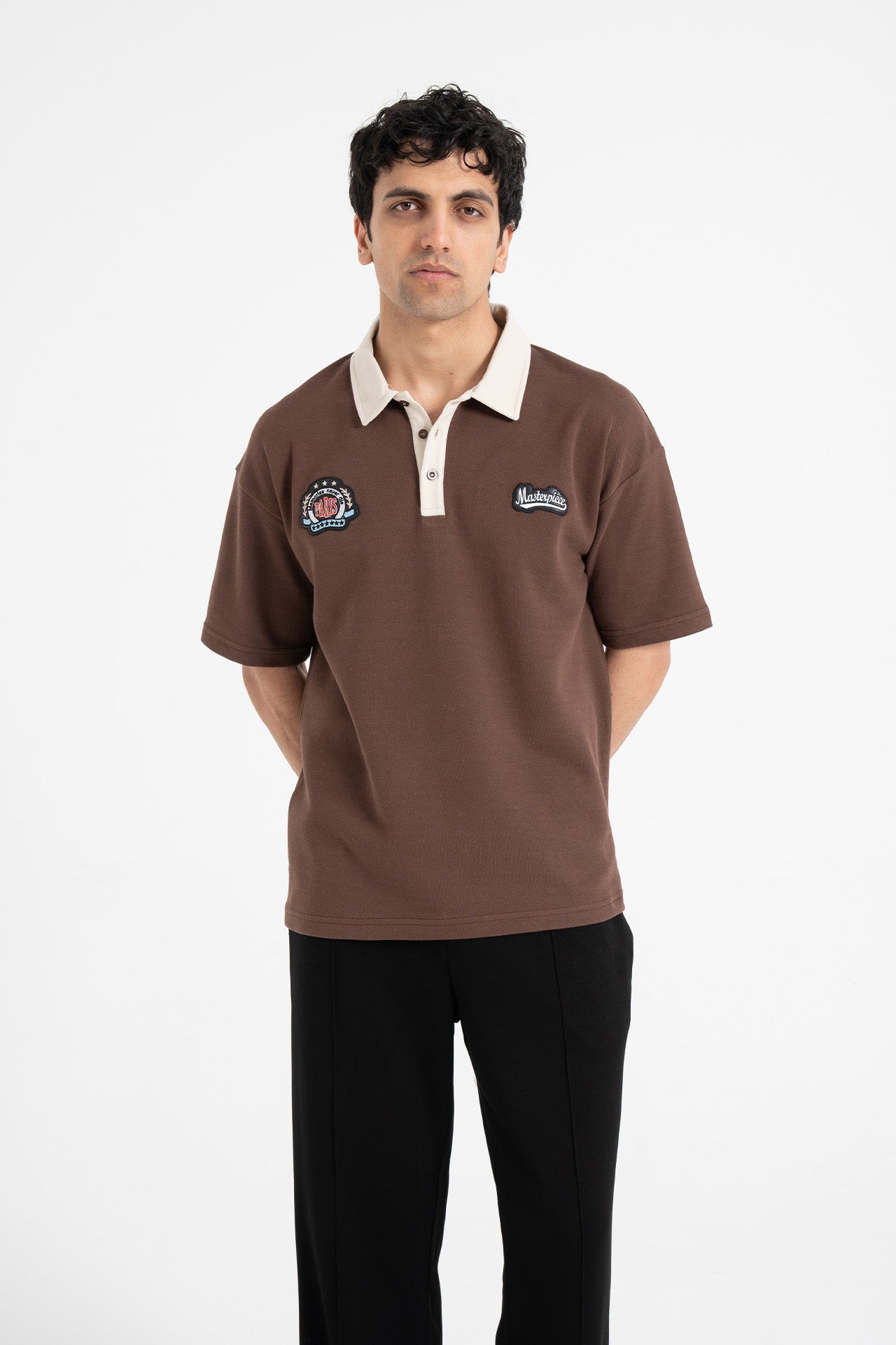Masterpiece Nakışlı Oversize Polo Yaka Tişört