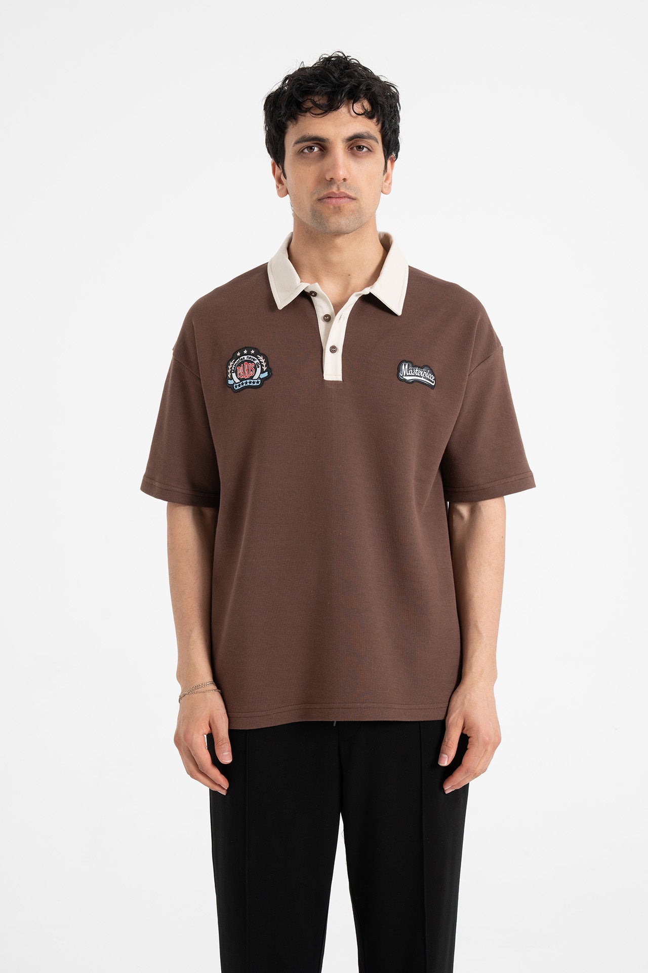Masterpiece Nakışlı Oversize Polo Yaka Tişört