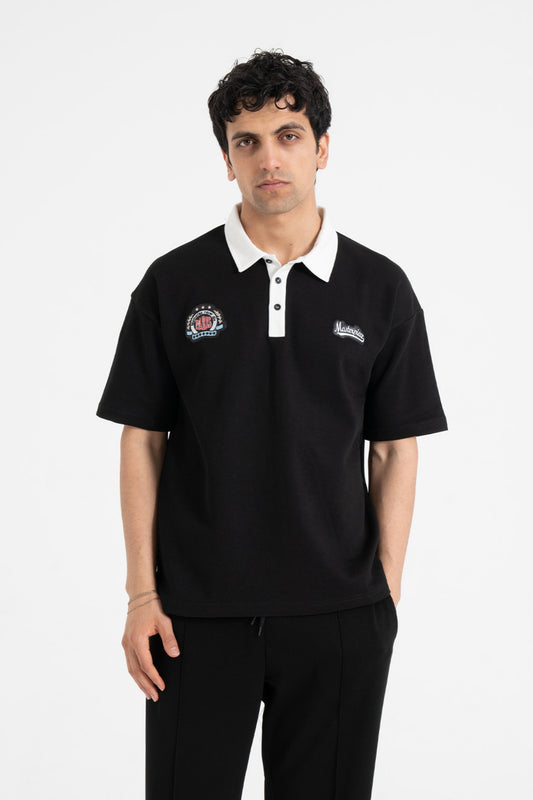 Masterpiece Nakışlı Oversize Polo Yaka Tişört