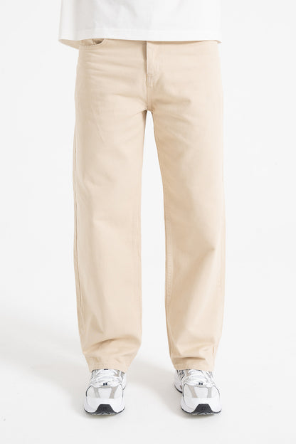 Basic Ekru Baggy Kot Pantolon